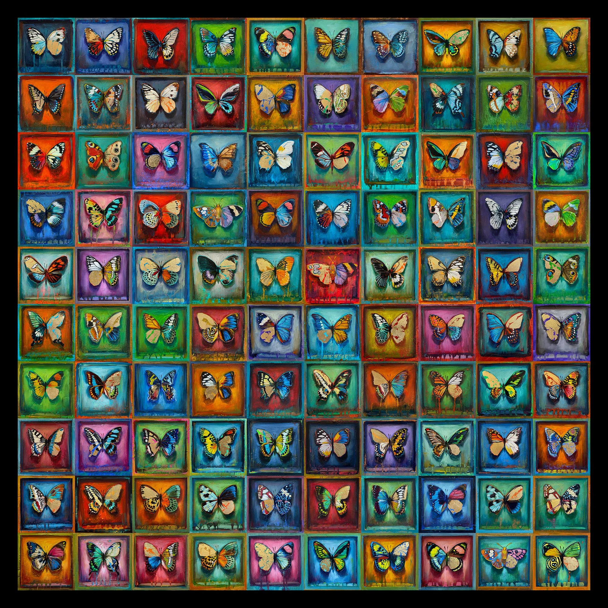 100 surreal Hybrid Butterflies transformational art print.
