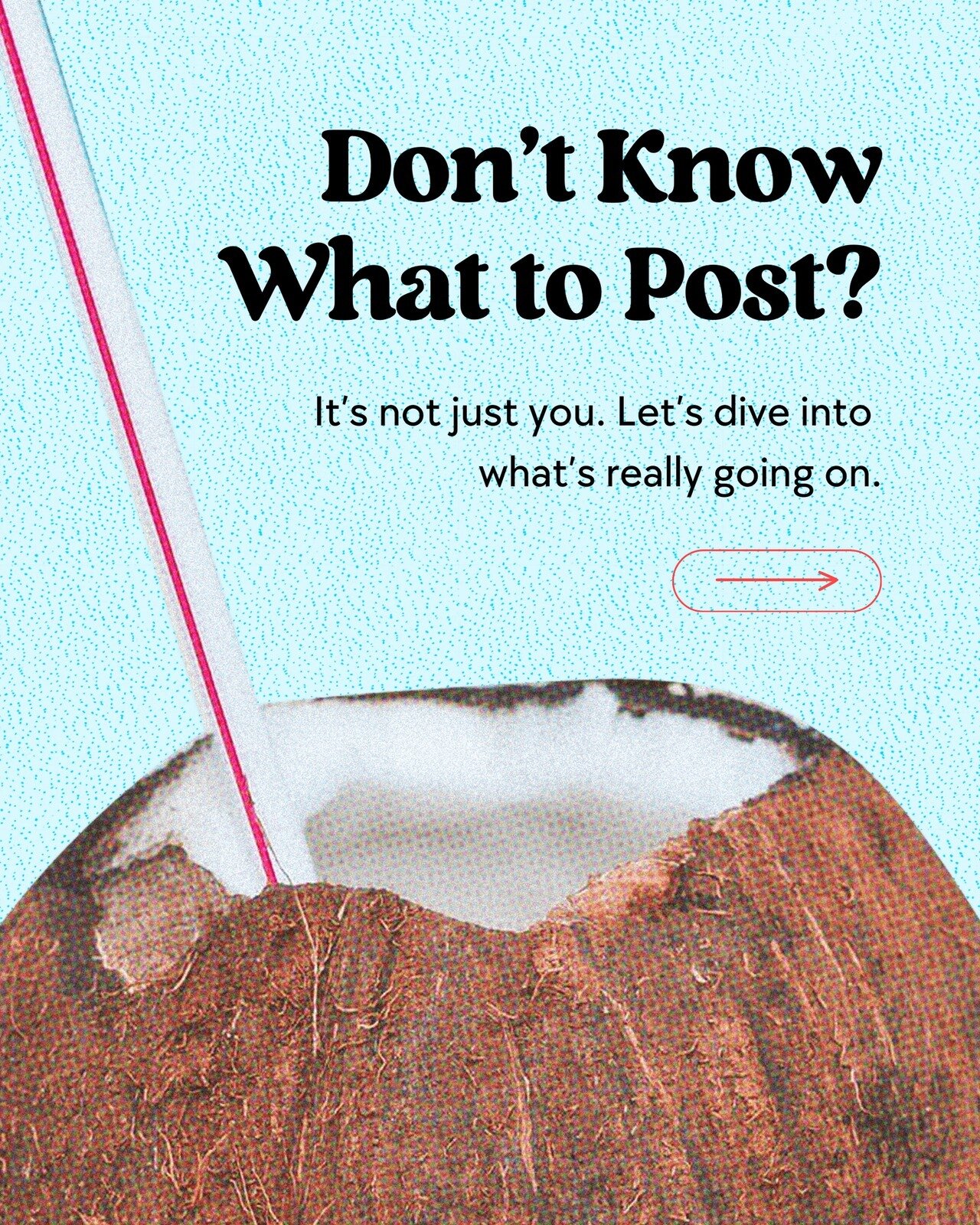 Not sure what to post? 🥥 Let's crack open your brand's potential! Swipe for more branding insights. ⁠
⁠
⁠
#SmallBusinessTips #BrandStrategy #SocialMediaStrategy #SocialMediaHelp #ContentMarketing #MarketingTips