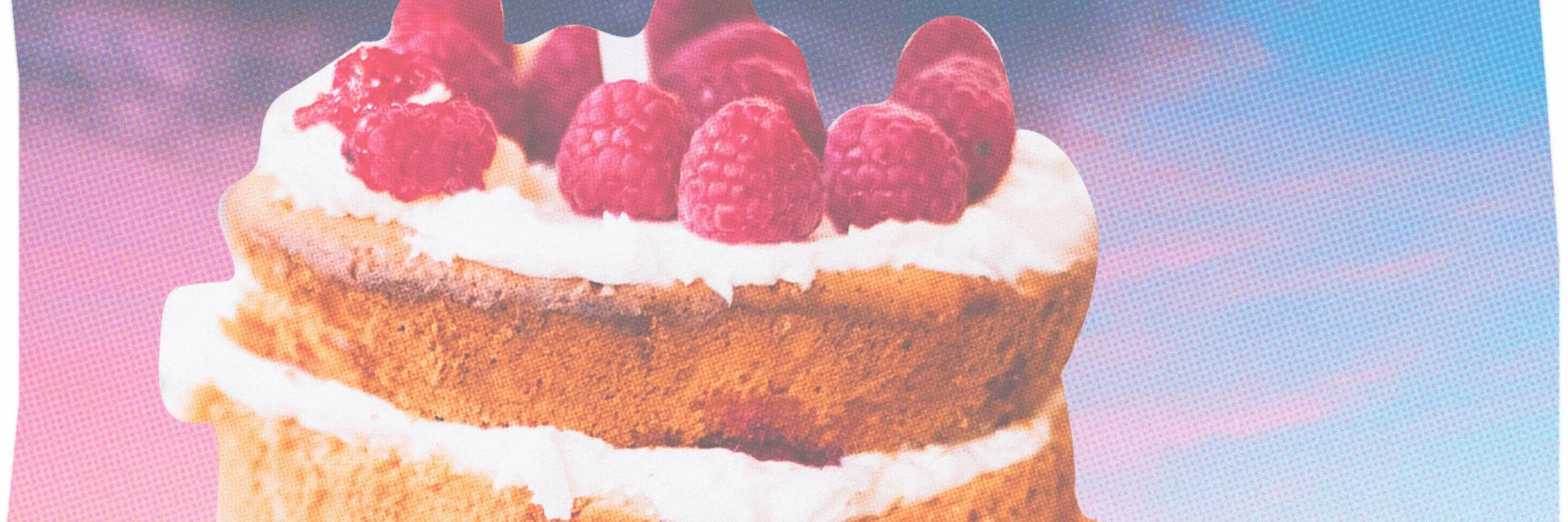 big bite branding photography service cake in sunset sky