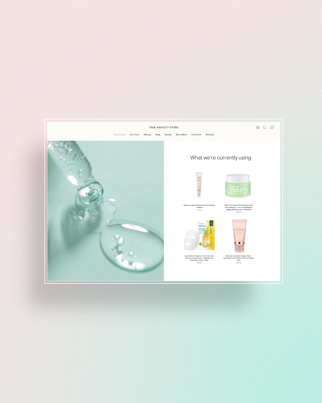 True KBeauty Store skincare Shopify store designed by CreateNext