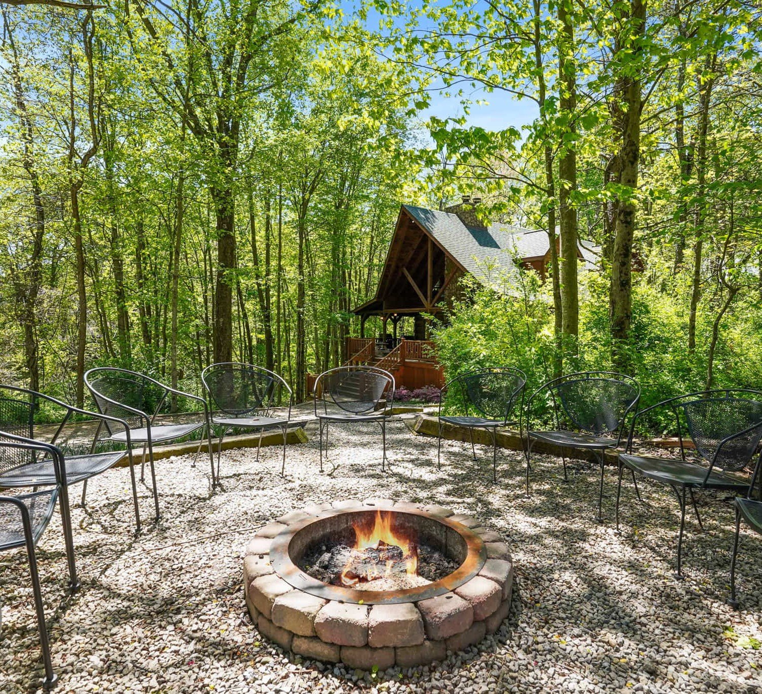 Redwood Lodge firepit in Hocking Hills Ohio