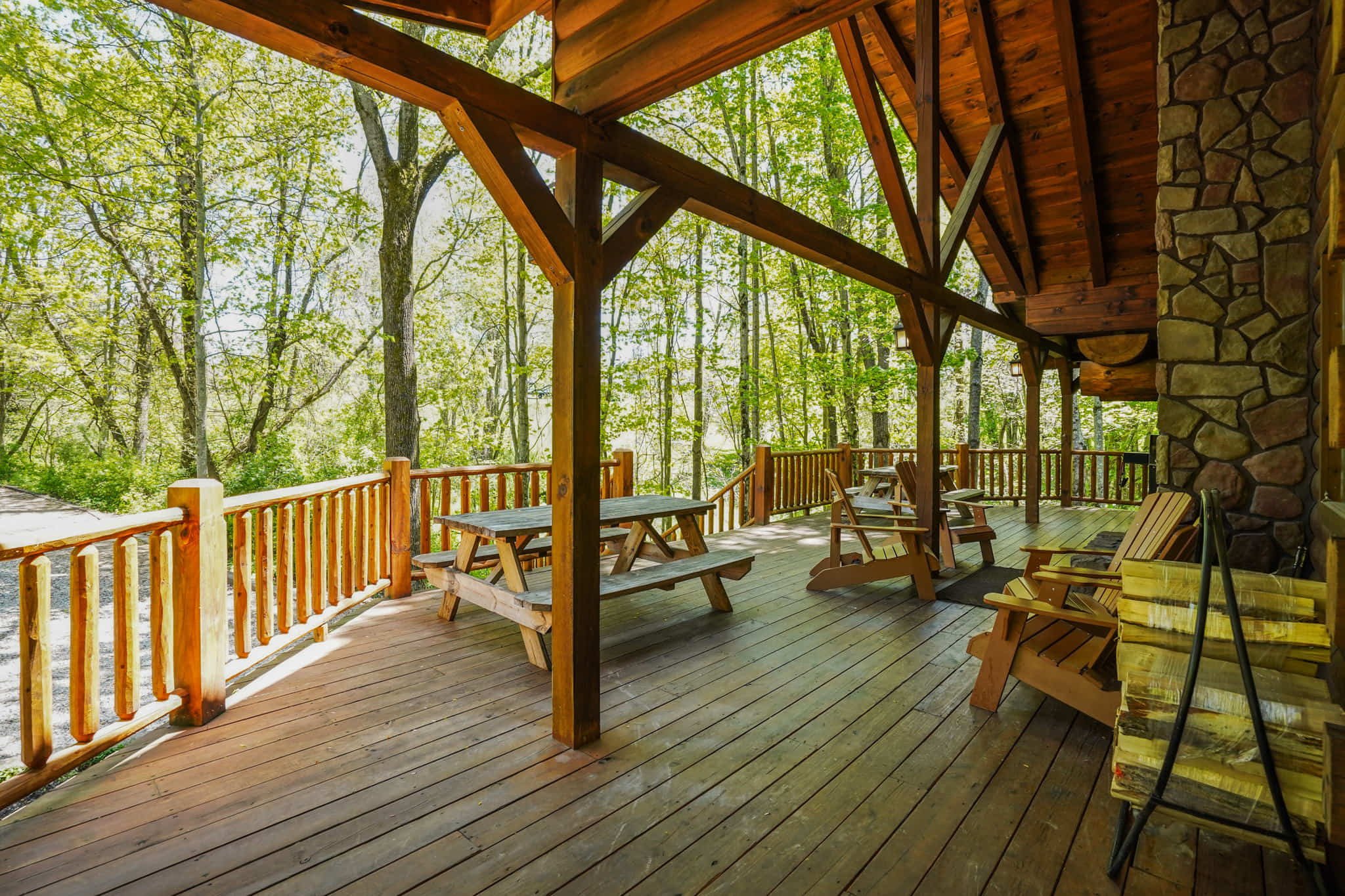 Redwood Lodge porch Hocking Hills ohio