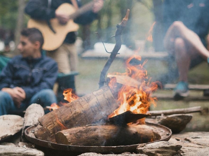 People around a campfire in Hocking Hills Ohio