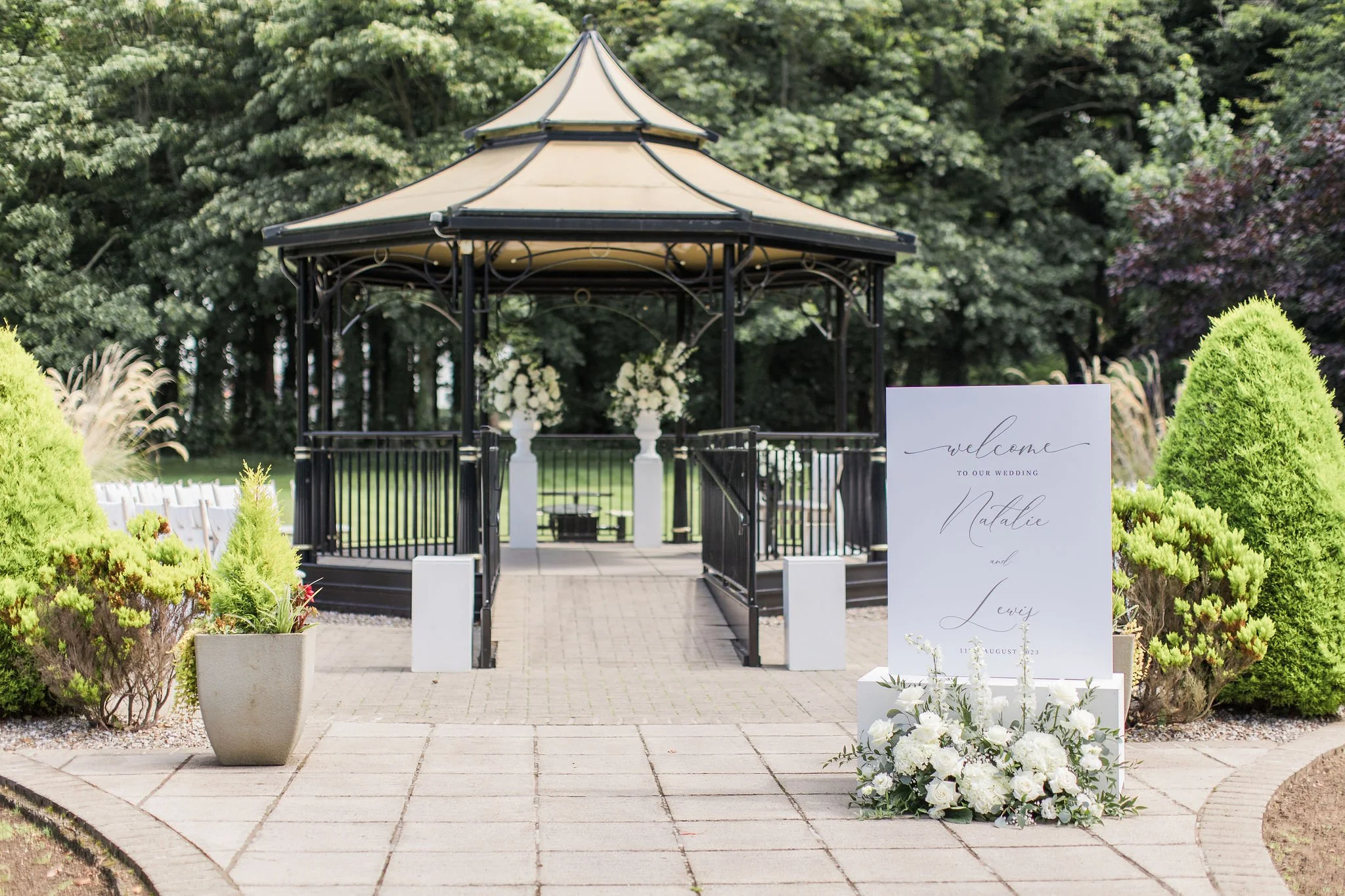 Wedding venue styled with wedding stationary