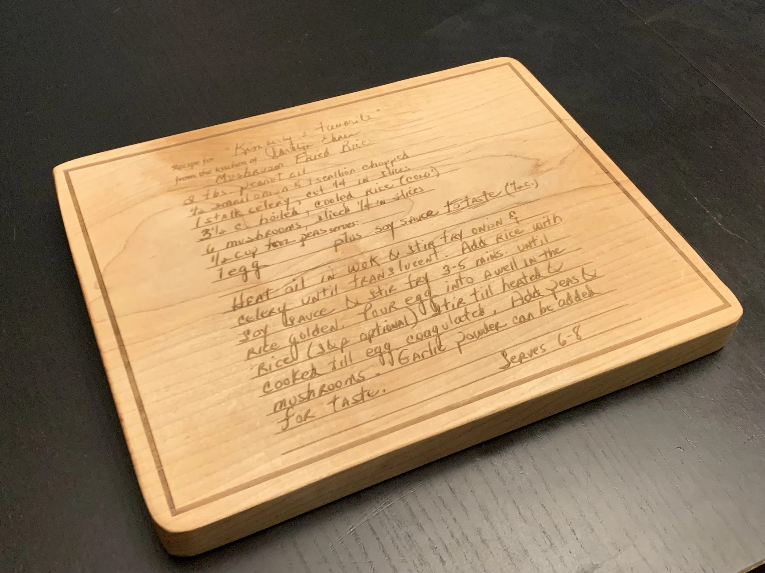 Handwritten Family Recipe Board