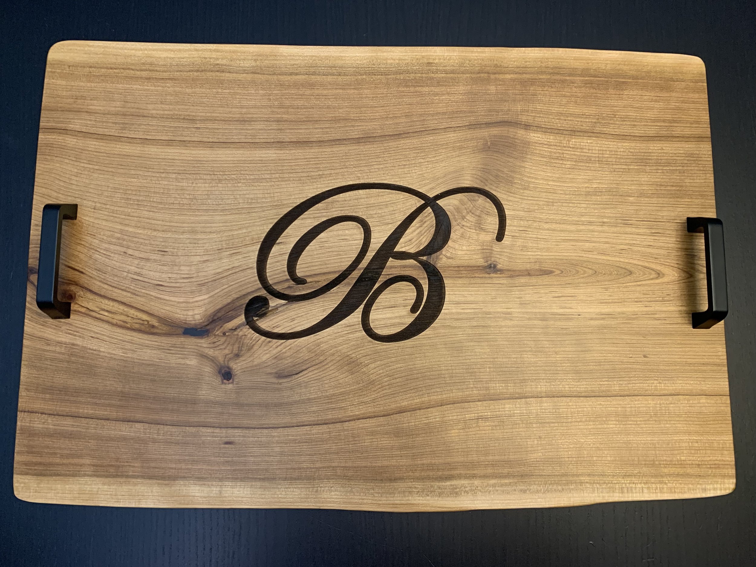Engraved Serving Tray - Live Edge Cherry