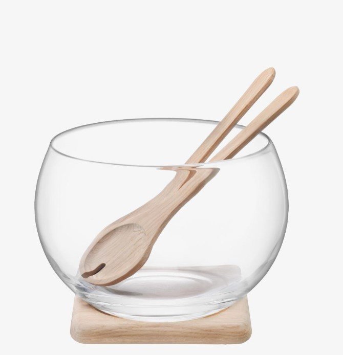 LSA Serve Salad Bowl Set and Oak Base