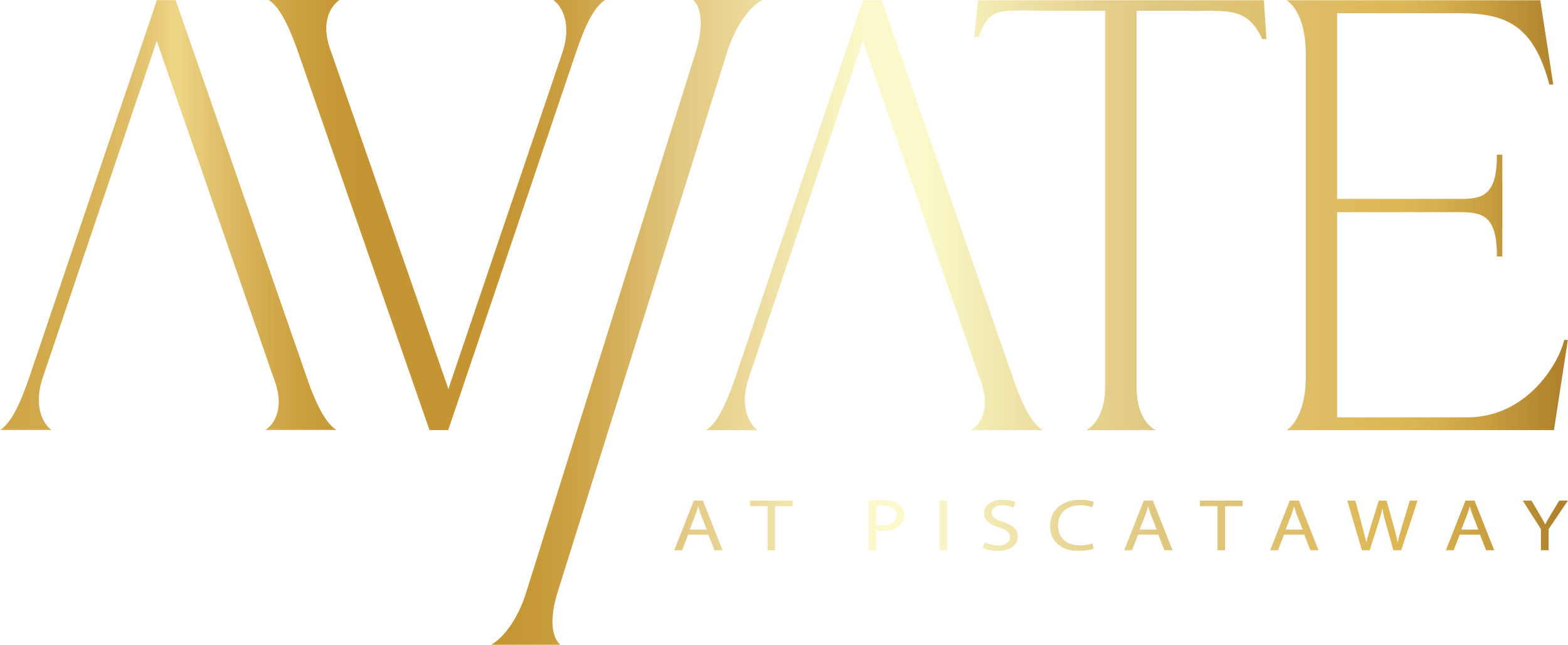 Text reading 'AMAZE AT PISCATAWAY' in gold font on a white background.