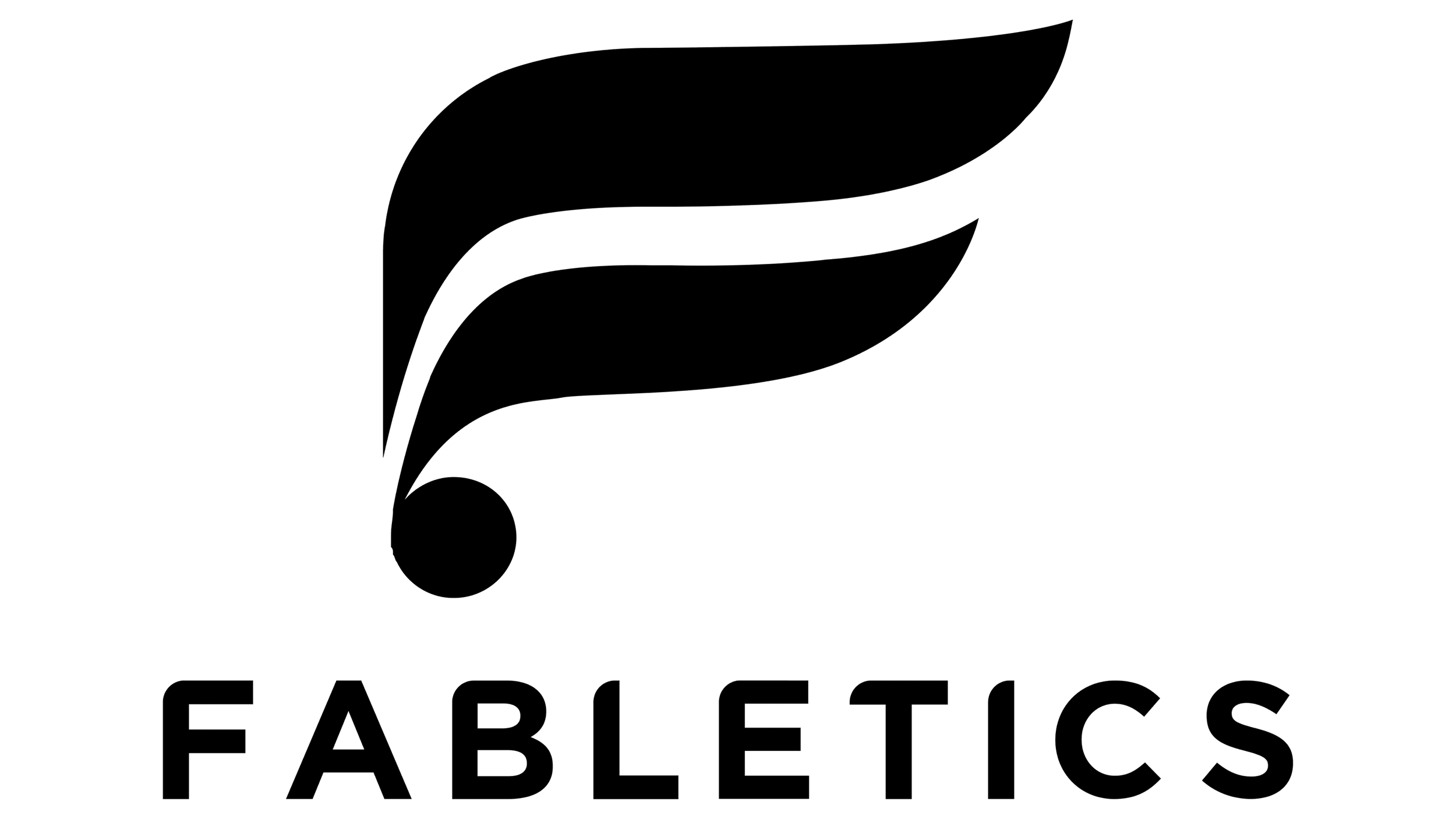 Logo for Fabletics featuring a stylized feather above the word "Fabletics".