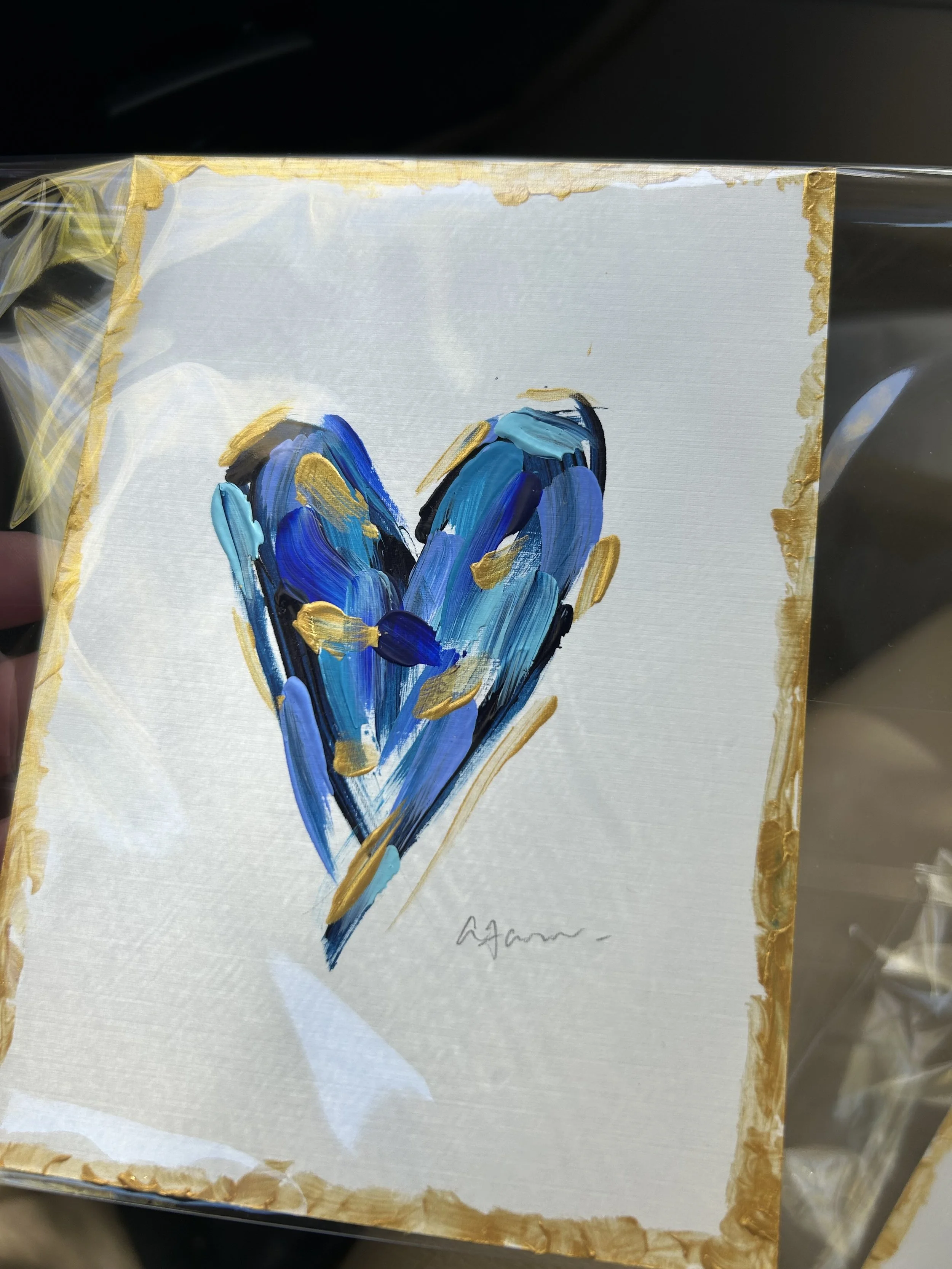 Blue and gold heart cards