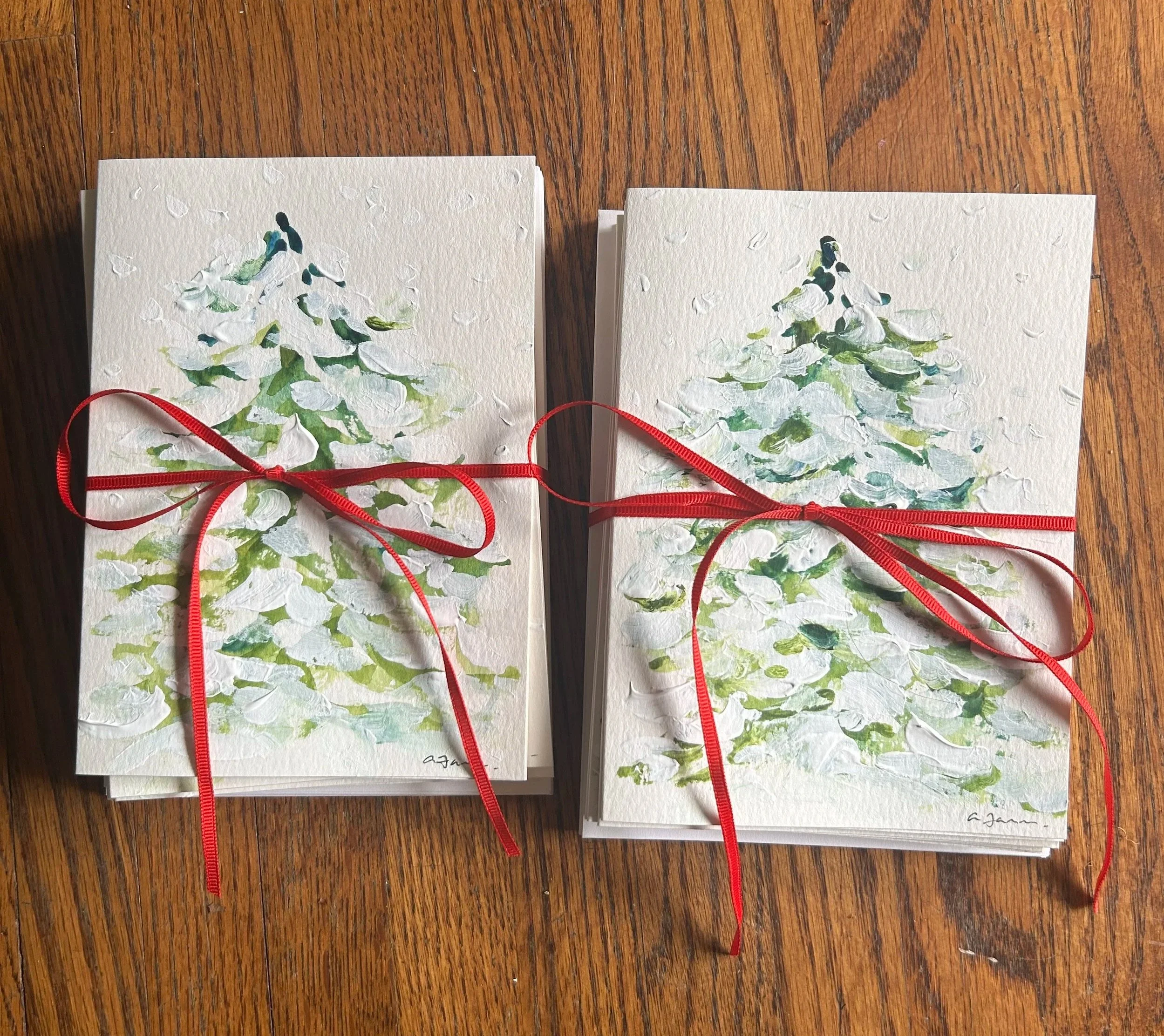 Winter trees 
painted cards