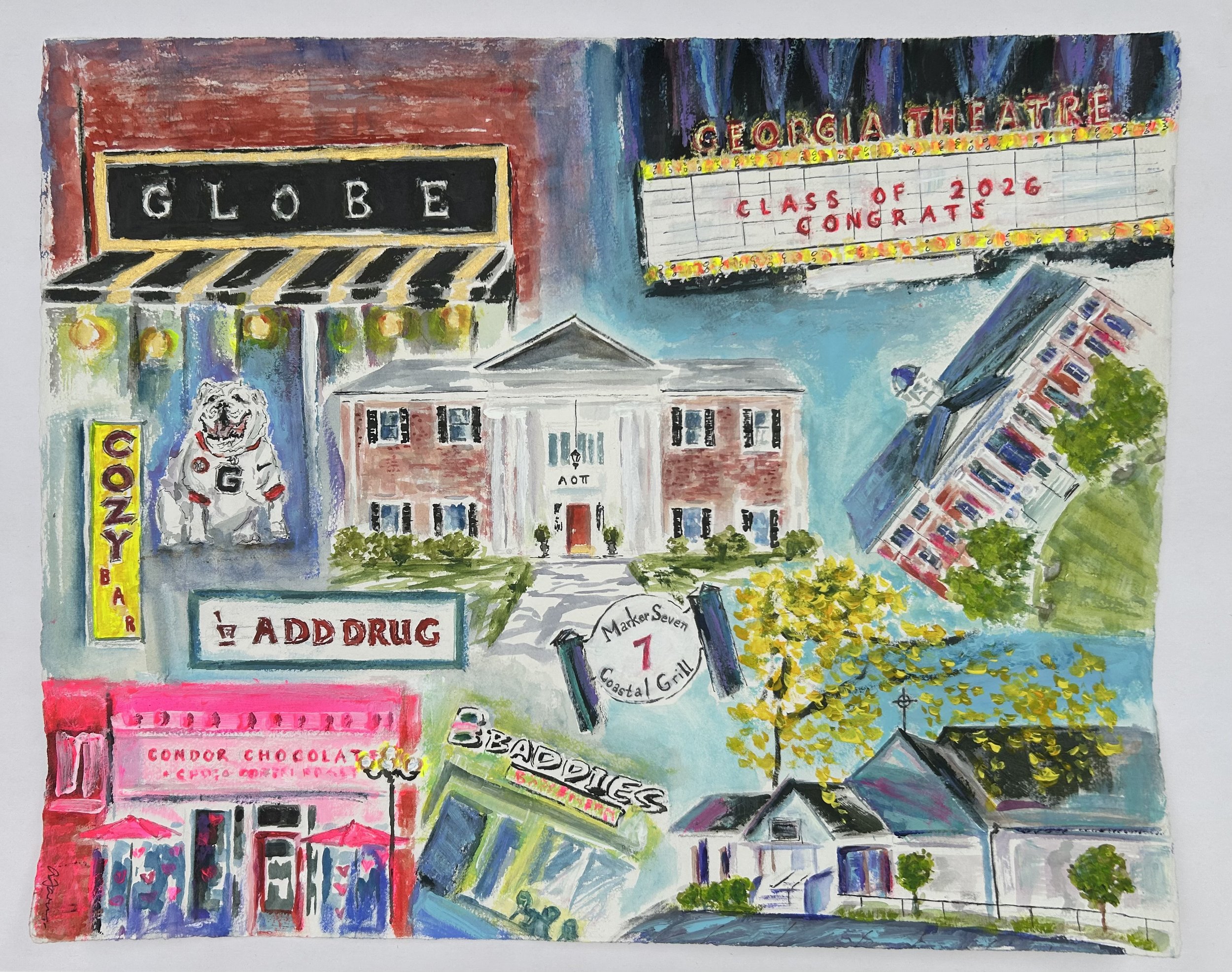 Custom collage by request. Favorite Athens GA places for graduate