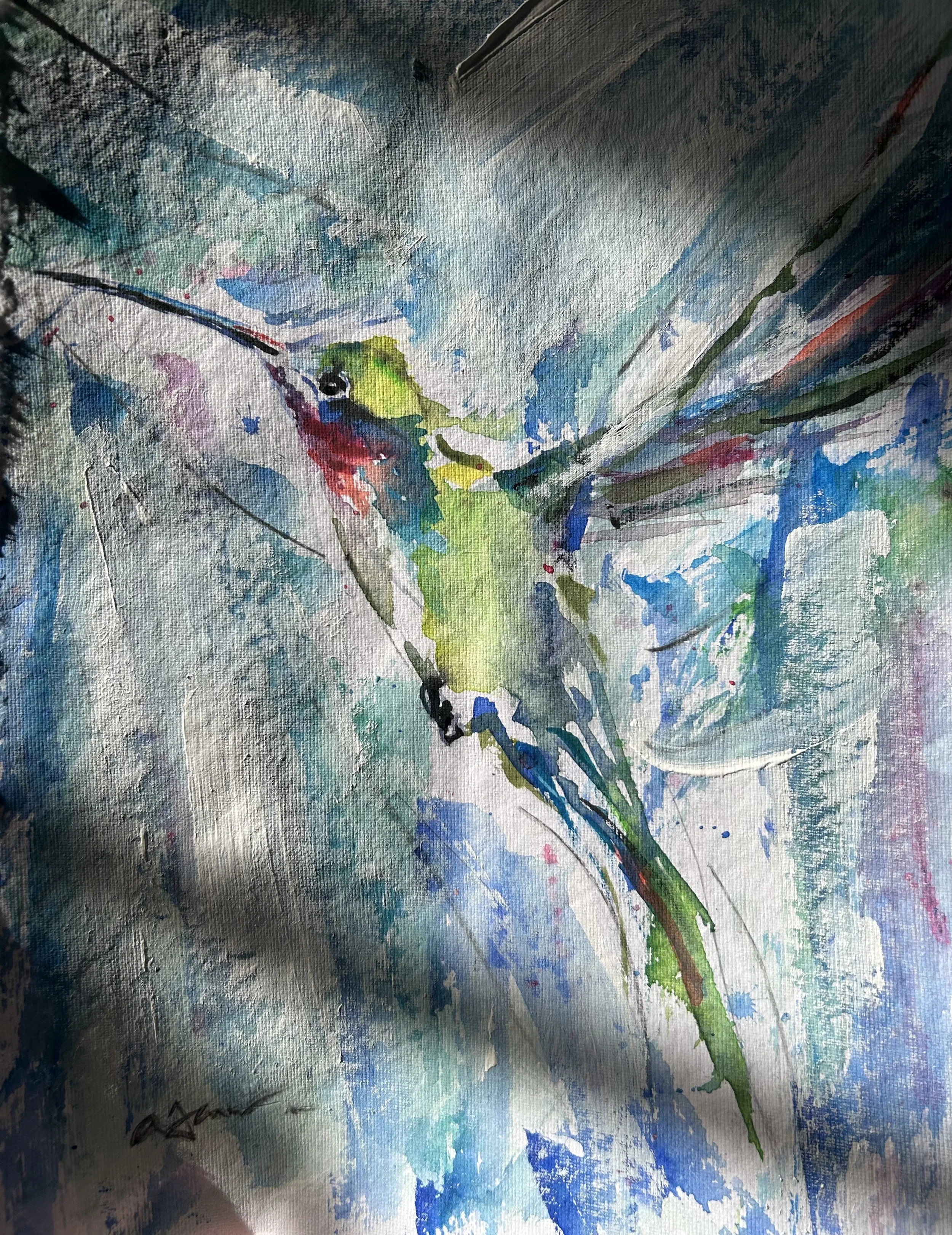 Hummingbird 2
watercolor + acrylic on paper
9 x 12