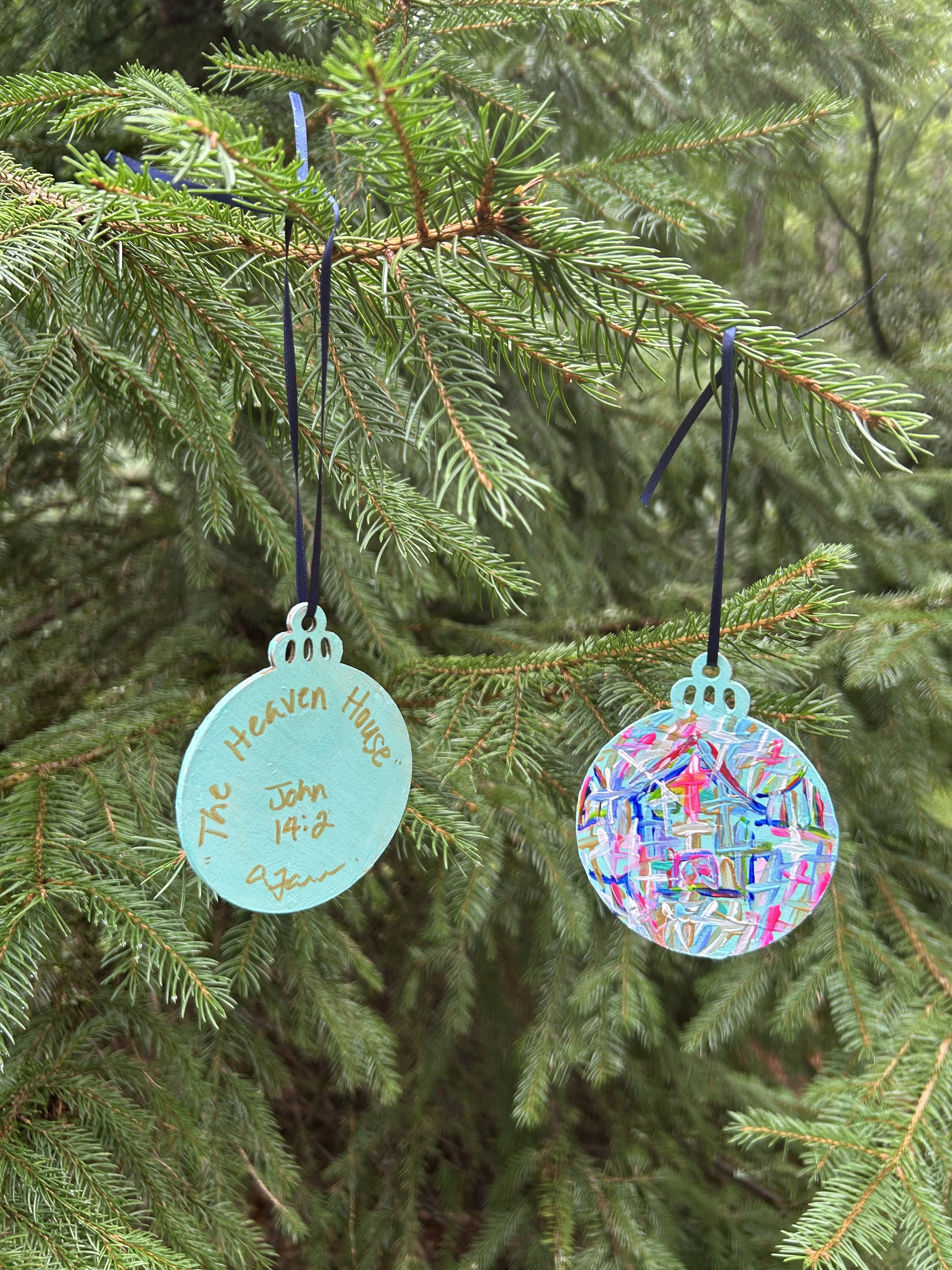 The Heaven House
ornaments (front + back)
3 x 3 