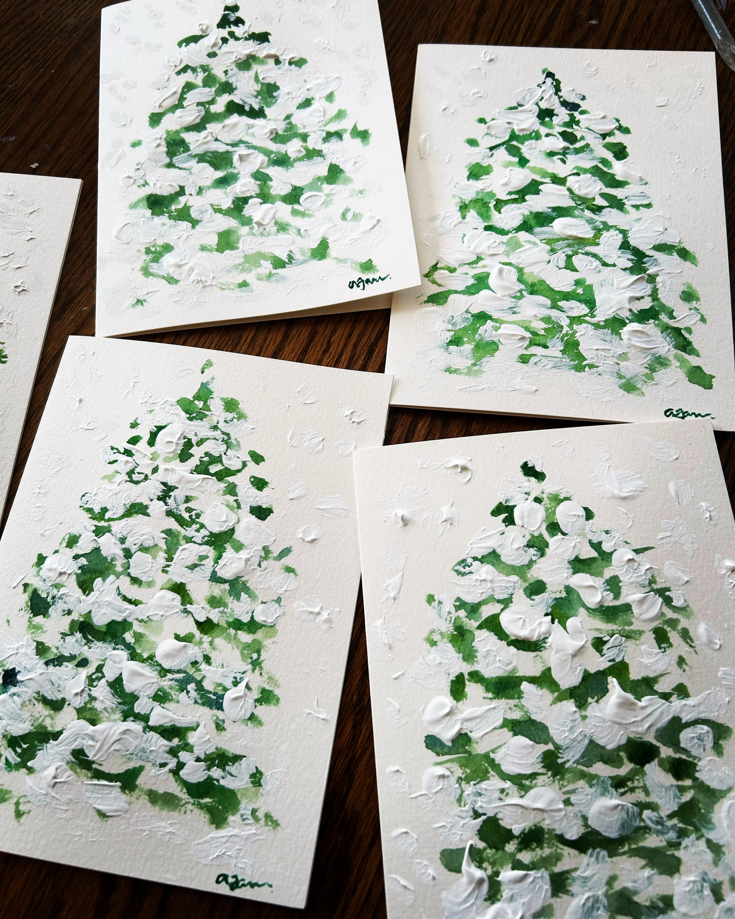 Cards Christmas trees snowy.JPG