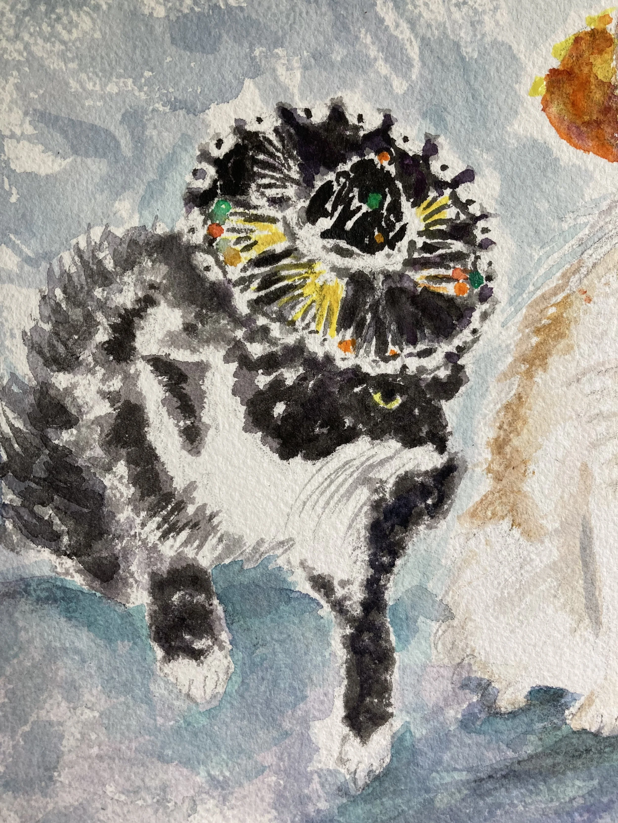 Cat in sombrero 
watercolor by request