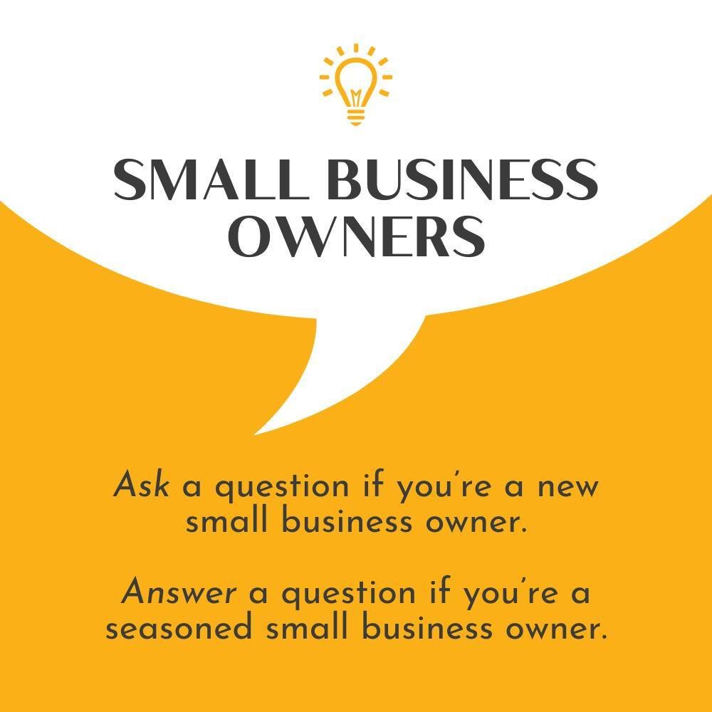 Small Business Owners 🤝 In the comments&hellip;

ASK a question if you&rsquo;re a new small business owner, or someone looking to start a business. 

ANSWER a question if you&rsquo;re a seasoned small business owner.

Let's come together as a commun