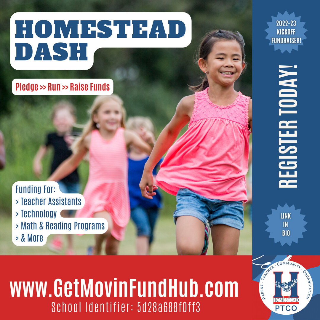 EASY LINK to REGISTER for The Homestead DASH! ​​​​​​​​
✔️ 💰 PTCO&rsquo;s Largest Fundraiser! ​​​​​​​​
✔️ 👟 Legendary Fun-Run! ​​​​​​​​
✔️ 💙 Raise Funds for Homestead! ​​​​​​​​
Click LINK IN BIO for Quick Registration! ​​​​​​​​
(We&rsquo;ve Copied 