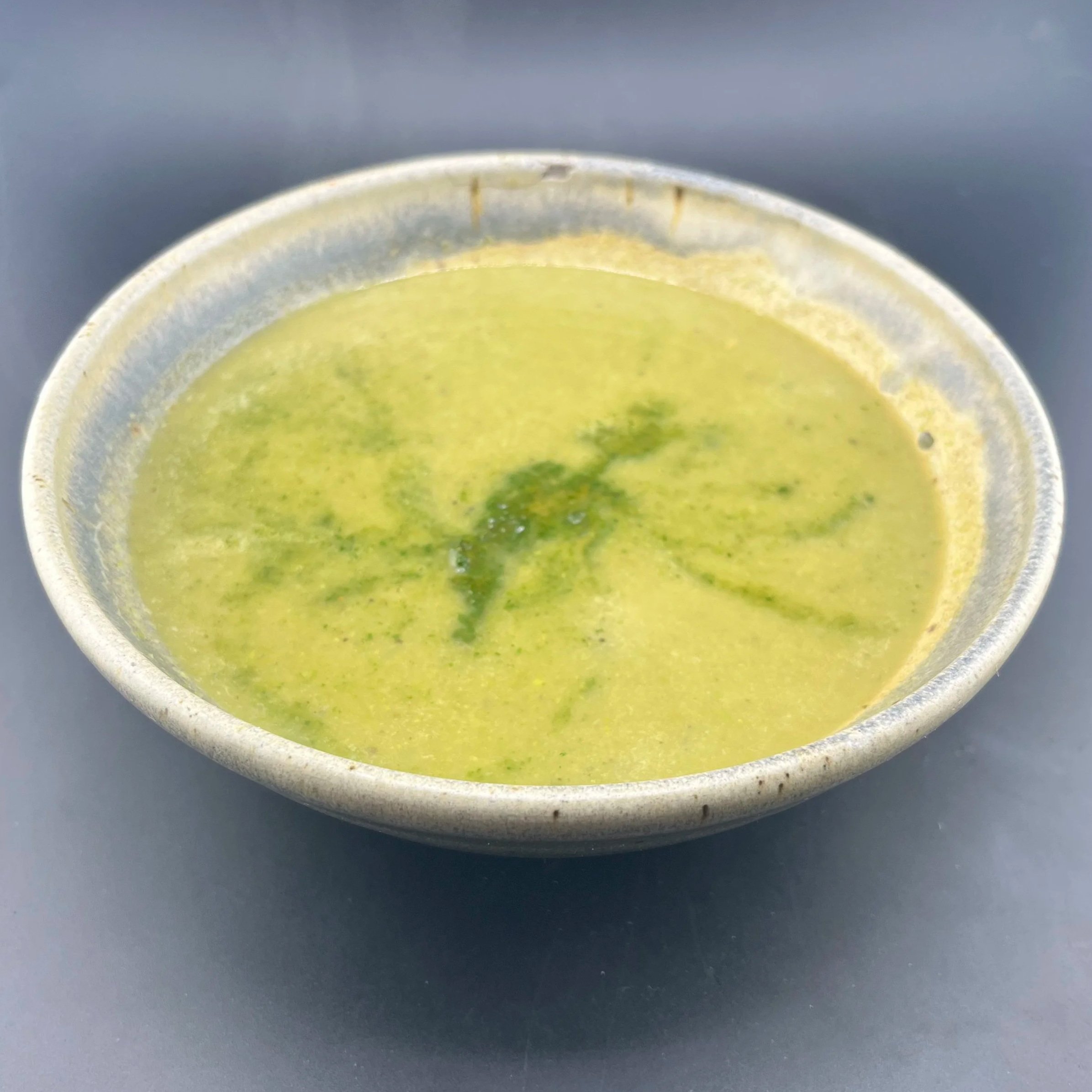 Asparagus Soup with Spicy Spinach Swirl