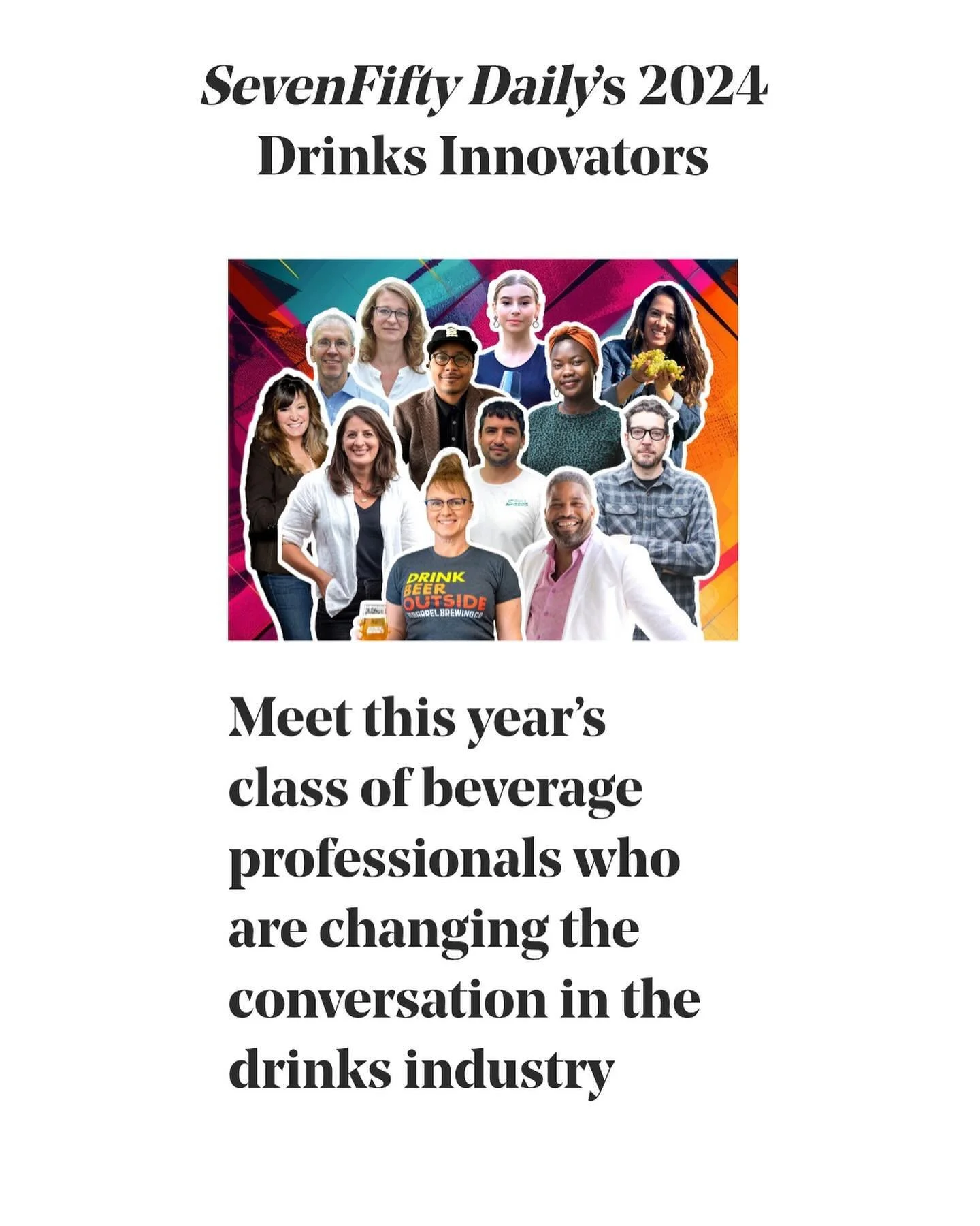 &mdash;&mdash;&bull; DRINKS INNOVATORS&bull;&mdash;&mdash;
Thank you @sevenfiftydaily for this recognition. The industry is at such a pivotal moment right now all around. Im honored to be among these other innovators pushing us forward.

Congratulati