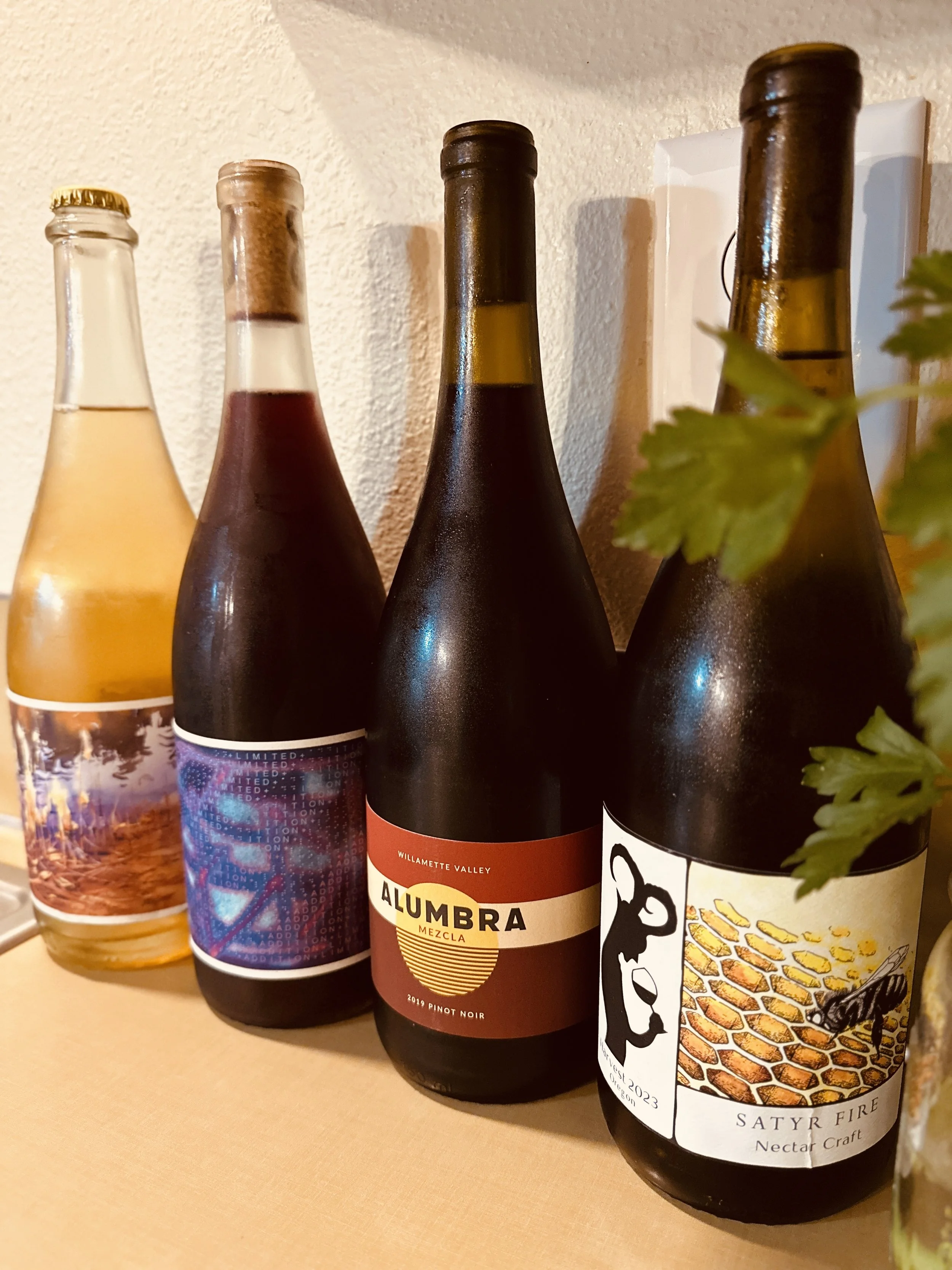 Willamette Valley wines. Alumbra, Johan vineyards, Limited Addition, Satyr Fire