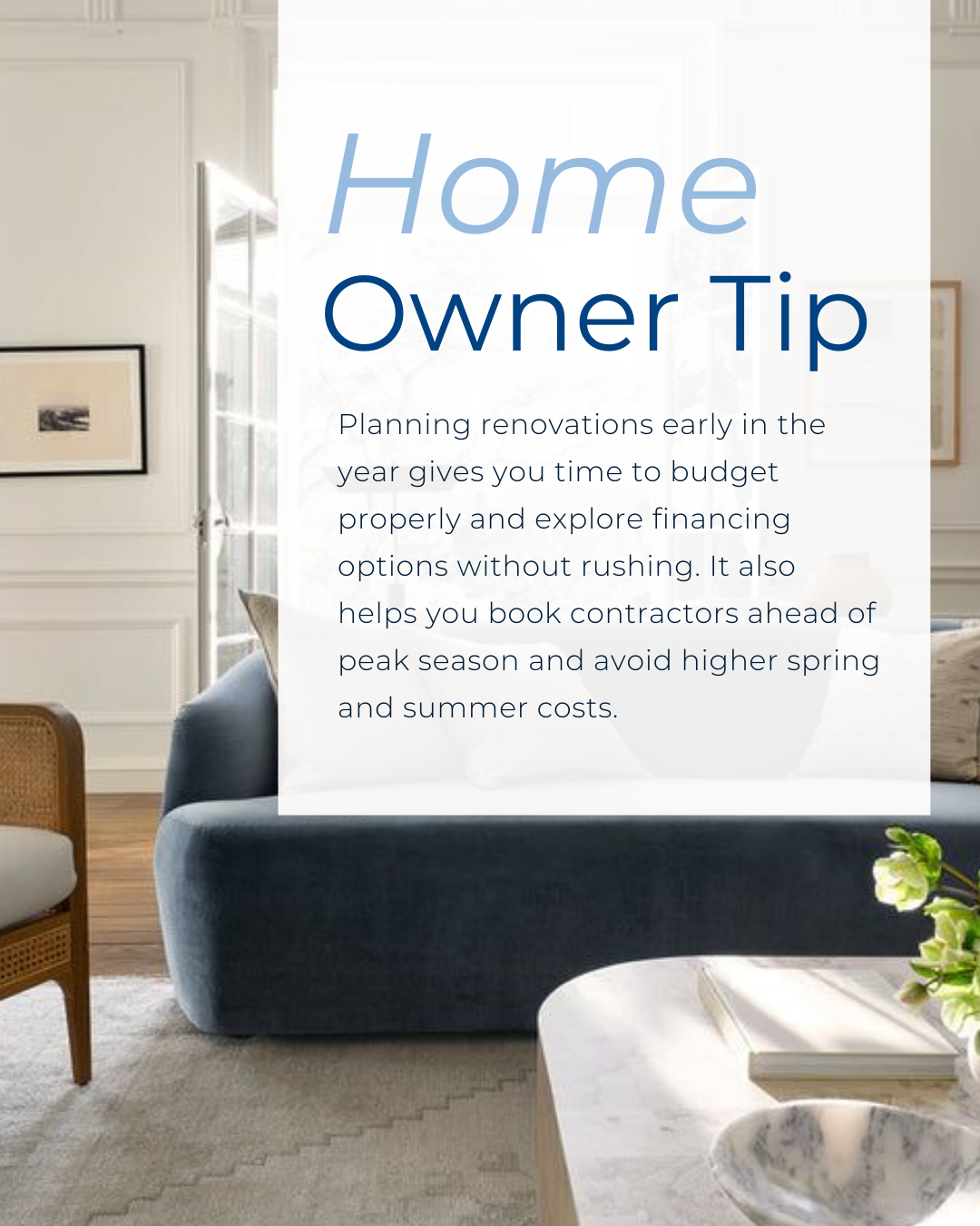 Early planning makes renovations smoother and more affordable. When you plan ahead, you protect your budget, timeline, and long-term home value—before busy season hits. #CanadianBroker #CanadianAgent #HomeLoan #Investment #Finance #MortgageRate #Cred