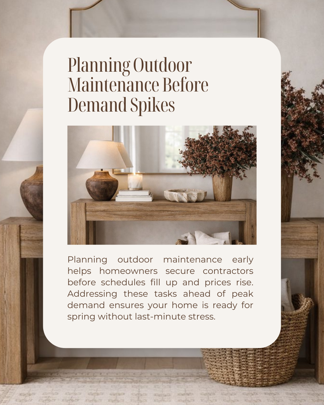 Outdoor maintenance gets booked fast once spring arrives. Planning ahead gives you more options, better timing, and peace of mind as the season changes. #Realtor #CanadianRealtor #Investment #DreamHome #MarketTrends #PropertyListing #ForSale #MLS