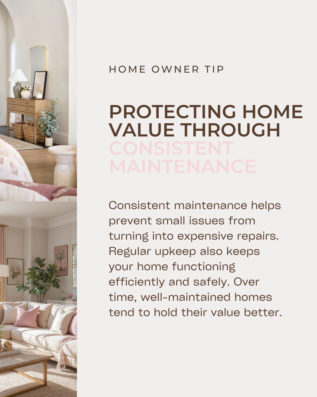 Protecting your home’s value doesn’t happen all at once, it comes from consistent care over time. Staying on top of maintenance helps preserve both the comfort of your home and its long-term investment potential. #HomeBuyingTips #PropertyMarket #Hous