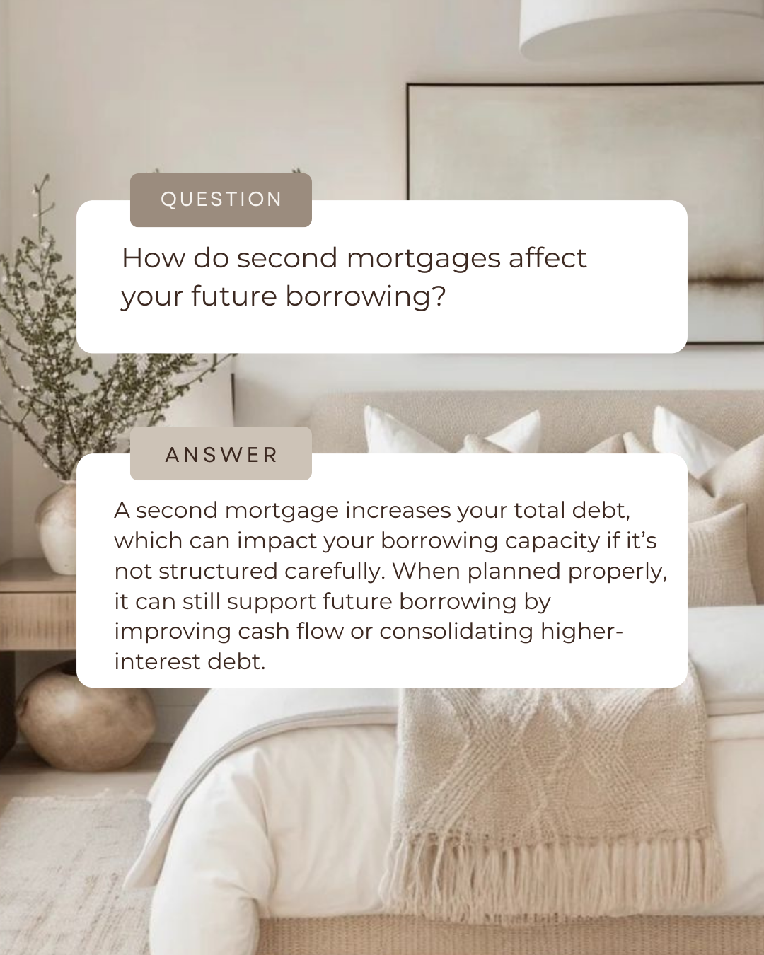 Second mortgages can be a smart tool—but how they’re structured matters. When planned strategically, they can support your long-term goals instead of limiting future borrowing power. The key is making sure today’s decision still works for tomorrow.


