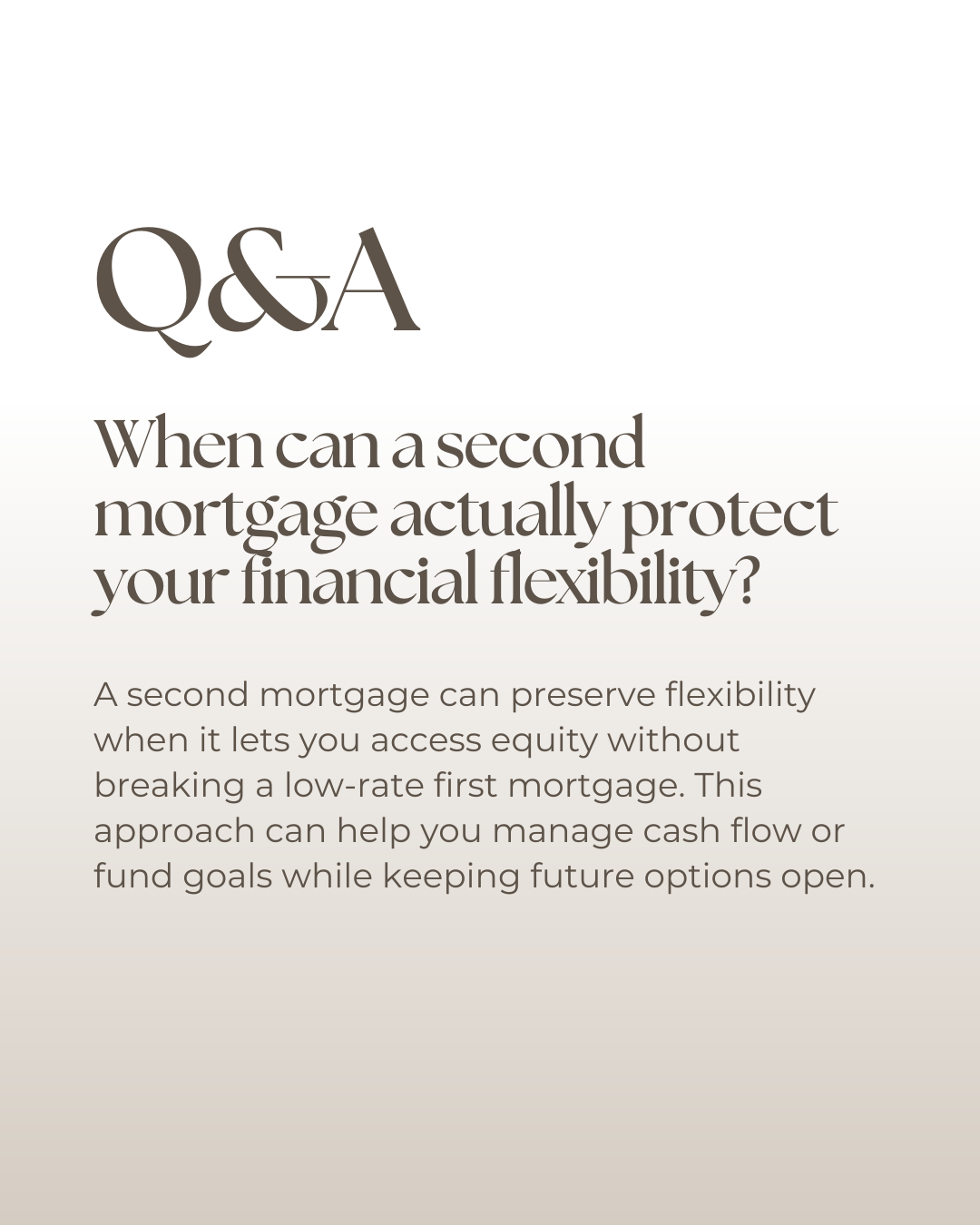 Second mortgages aren’t just about access to funds—they can be a strategic way to protect flexibility. When structured properly, they allow you to use equity without disrupting a strong first mortgage or long-term plan.

#CanadianMortgages #MortgageB