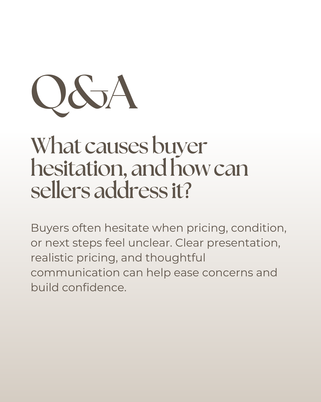 Buyer hesitation isn’t always a no, it’s often a need for clarity. Addressing concerns early through pricing, presentation, and transparency helps buyers feel confident moving forward.

#Realtor #CanadianRealtor #Investment #DreamHome #MarketTrends #