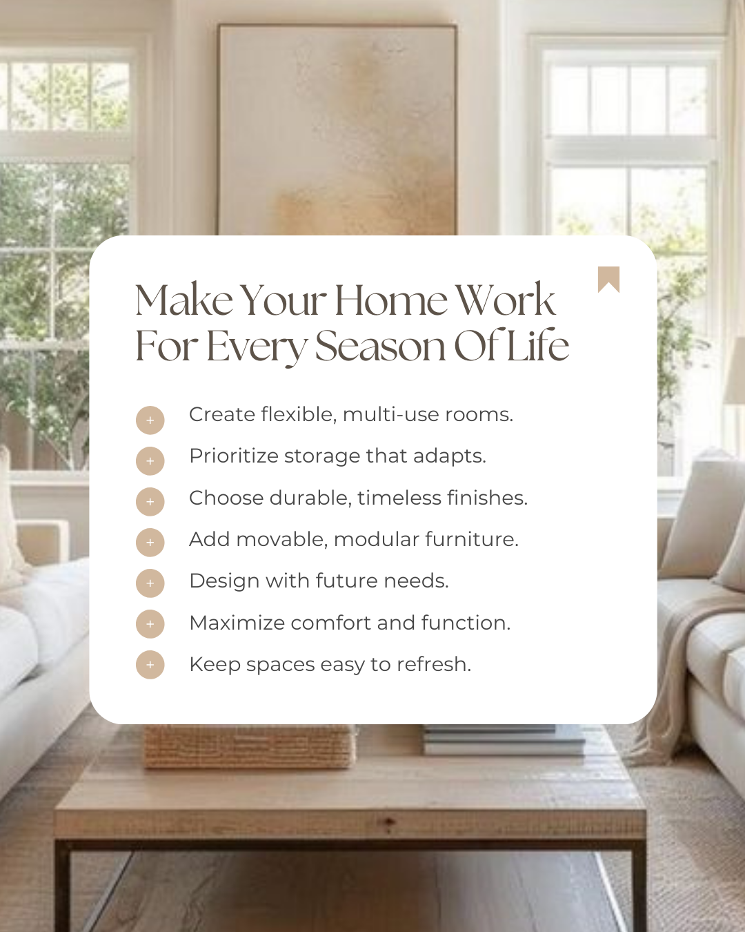 A home should grow with you. By designing flexible spaces, choosing timeless finishes, and planning for future needs, you create a home that adapts beautifully to every season of your life. #Realtor #CanadianRealtor #Investment #DreamHome #MarketTren