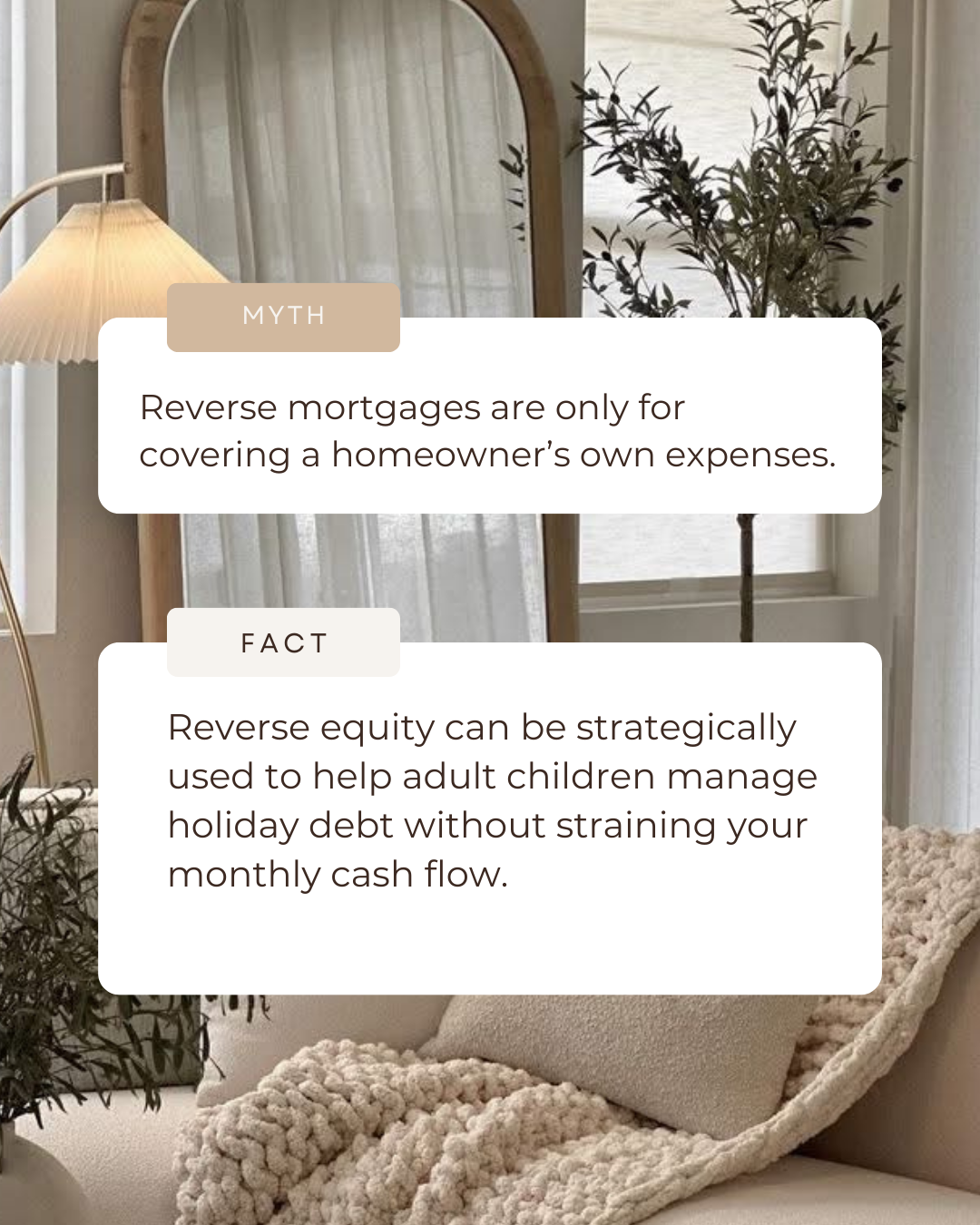 The holiday season can bring financial pressure for families—and reverse equity can offer support without adding monthly payments. If you’re considering helping your adult children get back on track, using your home’s equity wisely can create breathi
