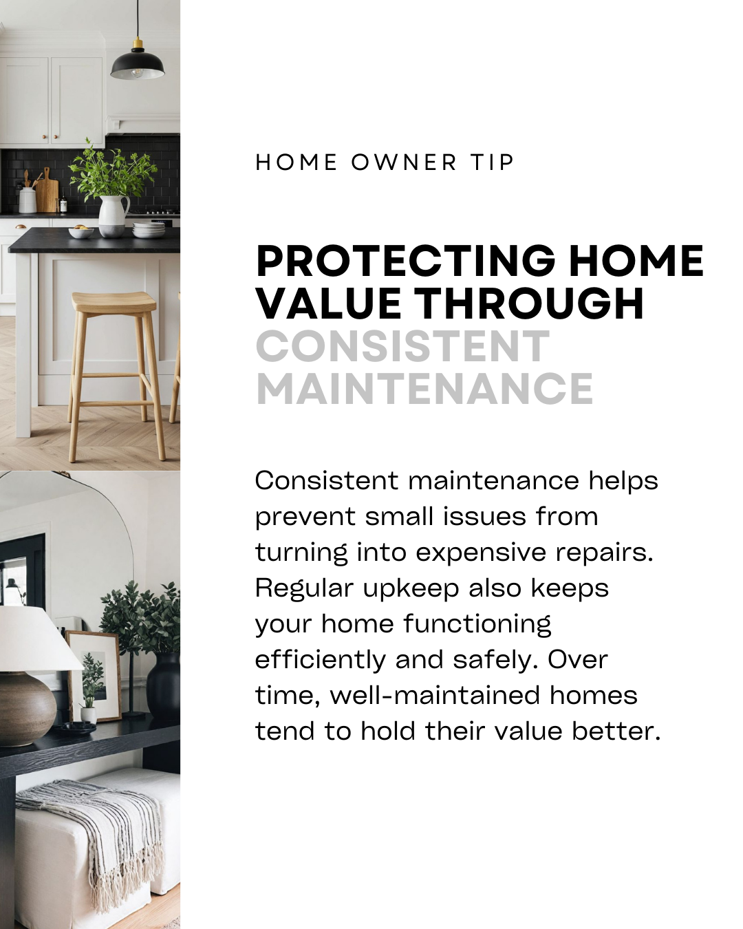 Protecting your home’s value doesn’t happen all at once, it comes from consistent care over time. Staying on top of maintenance helps preserve both the comfort of your home and its long-term investment potential. #HomeBuyingTips #PropertyMarket #Hous