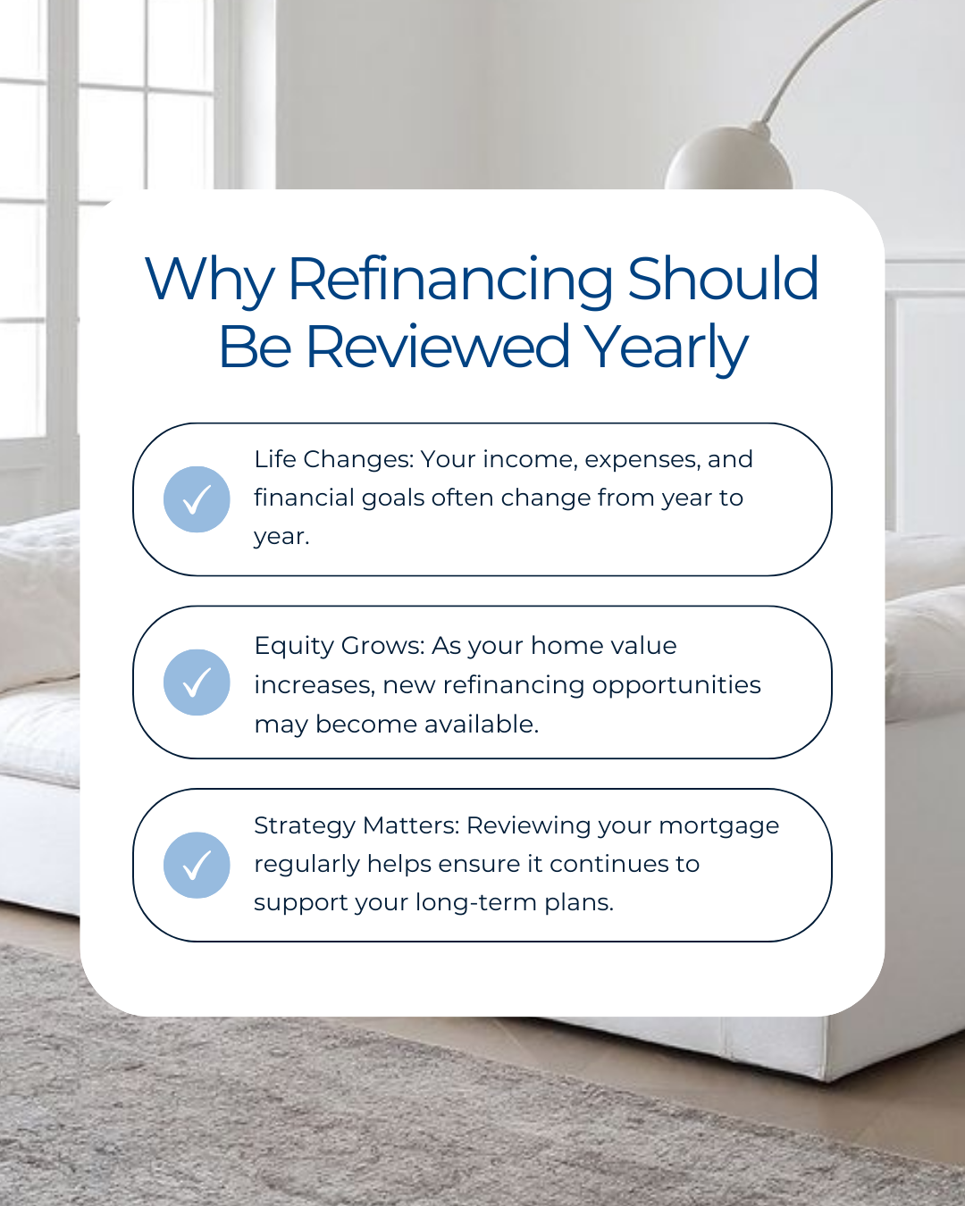 Your mortgage should evolve as your life and finances do. Reviewing refinancing options yearly helps you stay aligned with your goals, take advantage of growing equity, and avoid missing opportunities. #CanadianMortgages #MortgageBrokersCA #HomeFinan