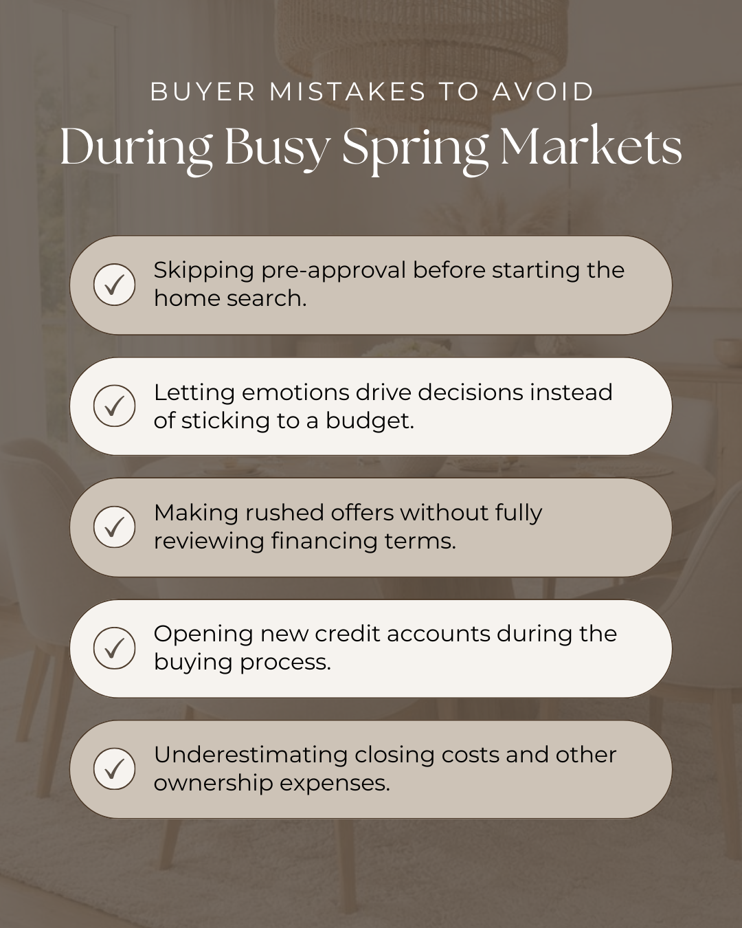 Busy spring markets can make buyers feel pressured to move quickly. Staying prepared and avoiding common mistakes helps buyers make confident decisions even when competition is high.

#HomeBuyingTips #PropertyMarket #HousingMarket #HomeOwnership #Fin