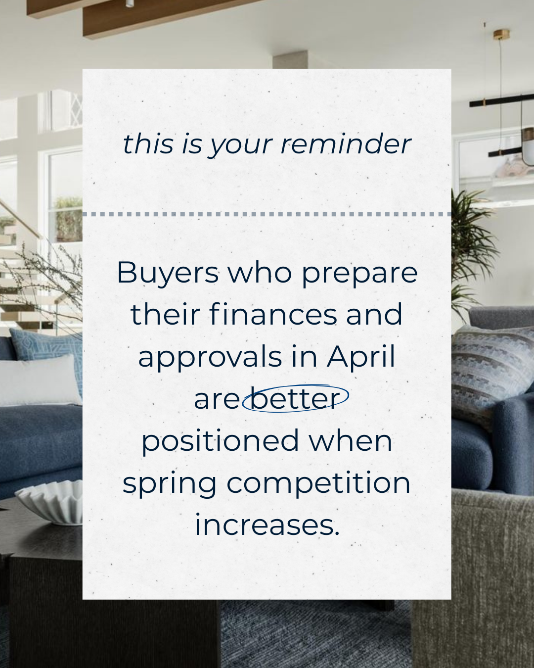 The spring market moves quickly, and preparation creates opportunity. Taking time now to organize finances and approvals can help buyers move forward with more confidence when the market becomes more active. #HomeBuyingTips #PropertyMarket #HousingMa