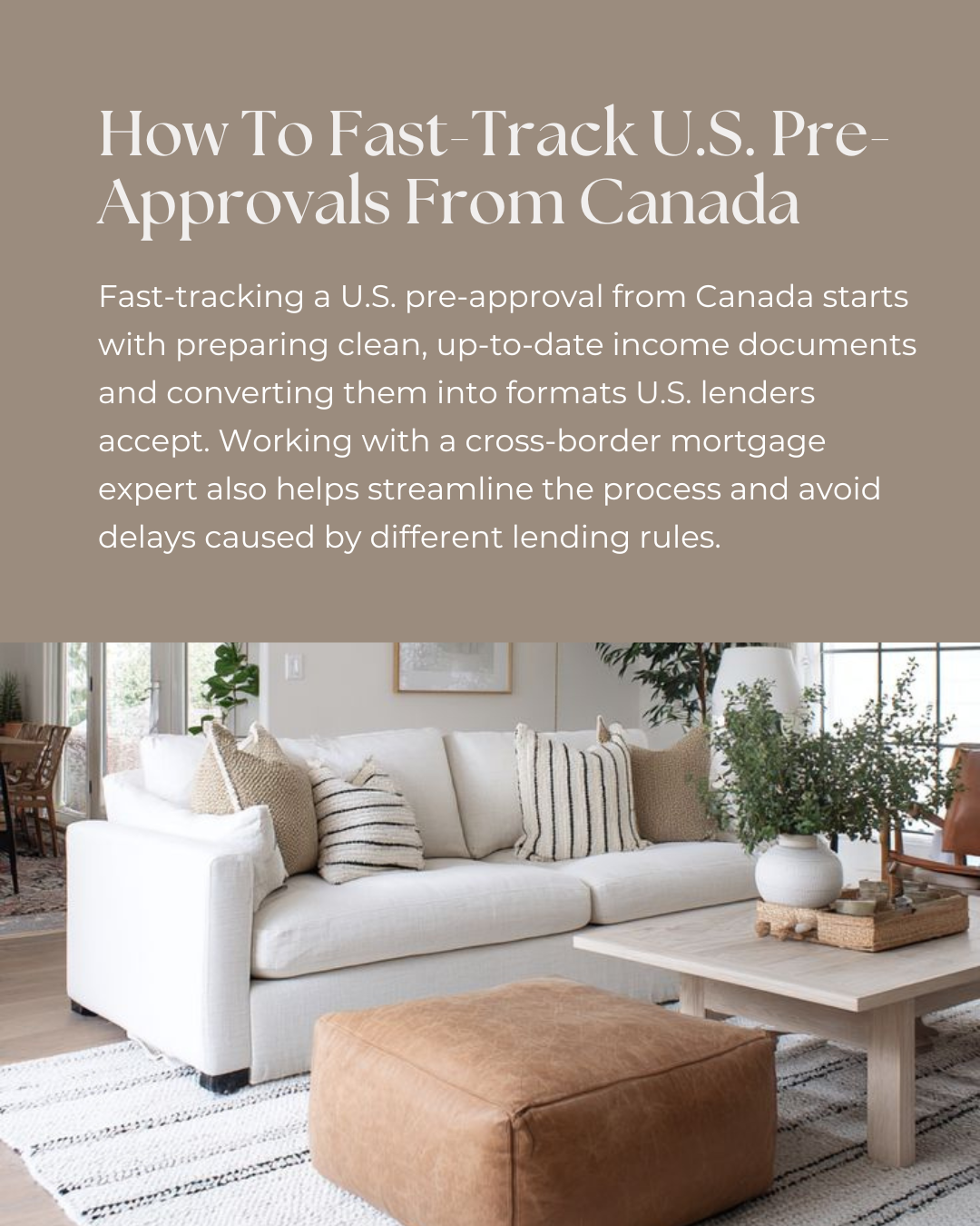 You can speed up your U.S. pre-approval by organizing your documents early and working with someone who understands cross-border lending. With the right strategy, buying in the U.S. from Canada becomes a smooth, stress-free process.

#CanadianMortgag