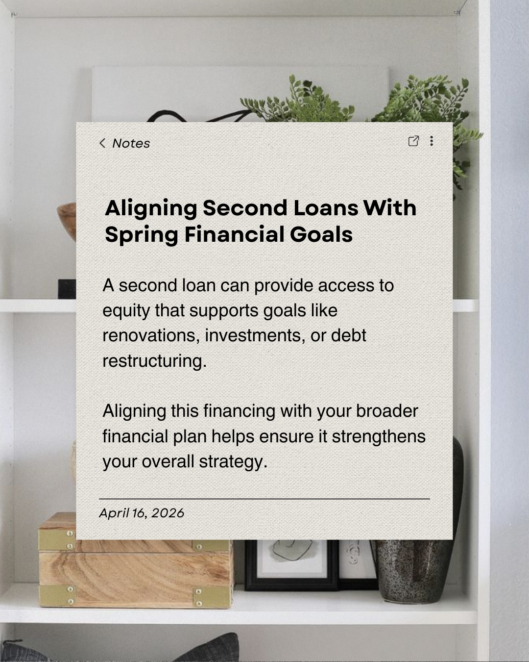 Spring is a natural time to reset financial goals and review your options. When structured thoughtfully, second loans can help turn plans into progress while keeping your finances balanced. #HomeBuyingTips #PropertyMarket #HousingMarket #HomeOwnershi