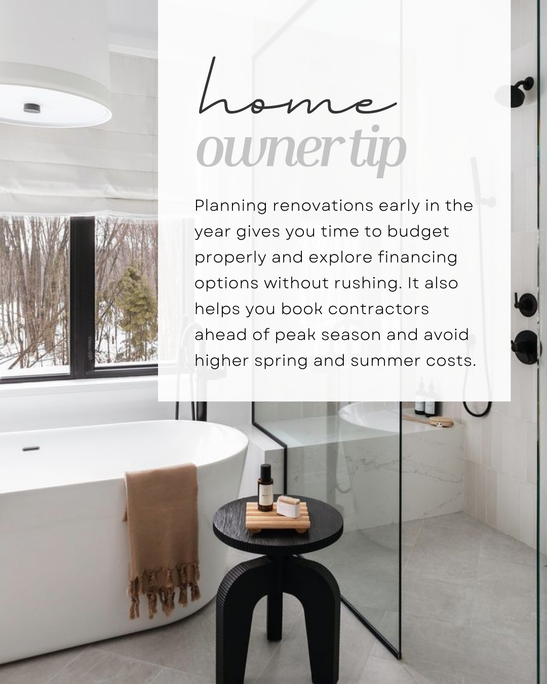 Early planning makes renovations smoother and more affordable. When you plan ahead, you protect your budget, timeline, and long-term home value—before busy season hits. #CanadianBroker #CanadianAgent #HomeLoan #Investment #Finance #MortgageRate #Cred