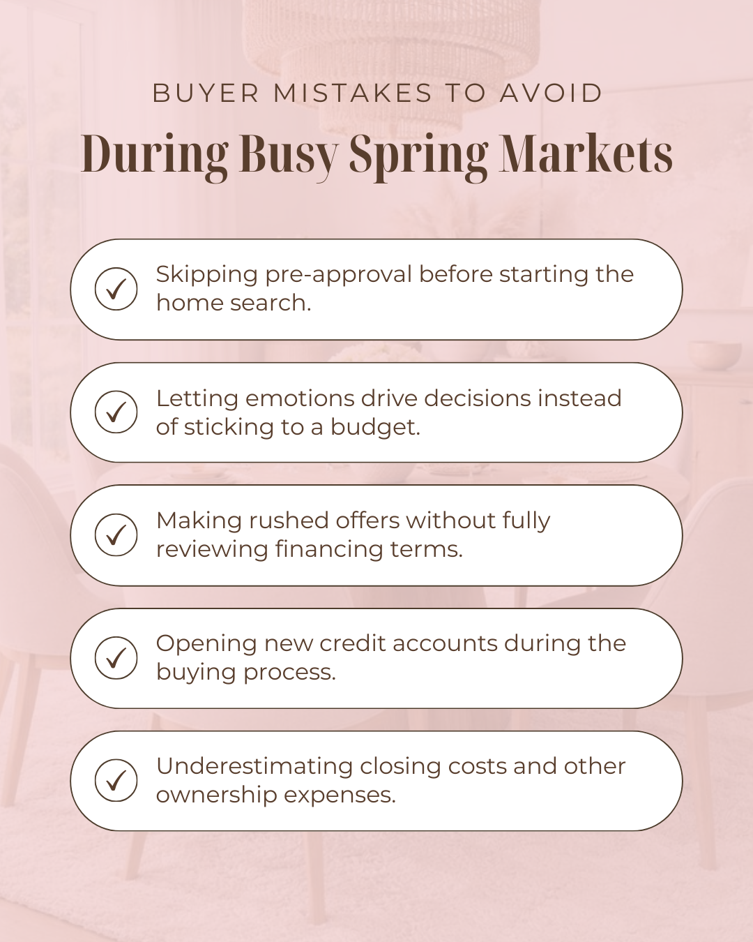 Busy spring markets can make buyers feel pressured to move quickly. Staying prepared and avoiding common mistakes helps buyers make confident decisions even when competition is high. #HomeBuyingTips #PropertyMarket #HousingMarket #HomeOwnership #Fina