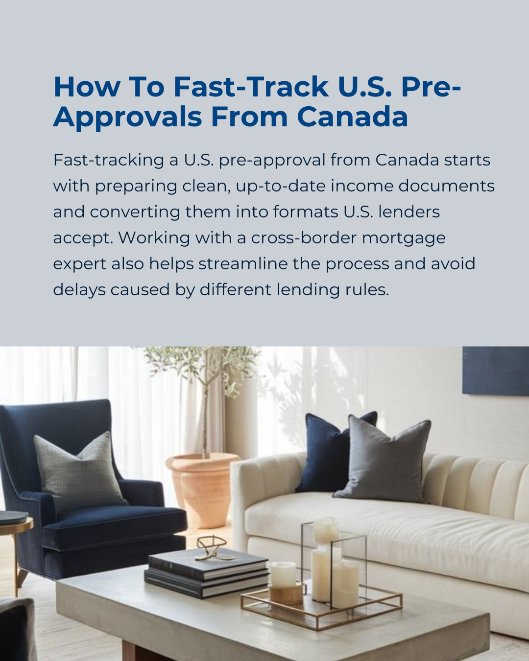You can speed up your U.S. pre-approval by organizing your documents early and working with someone who understands cross-border lending. With the right strategy, buying in the U.S. from Canada becomes a smooth, stress-free process. #CanadianMortgage