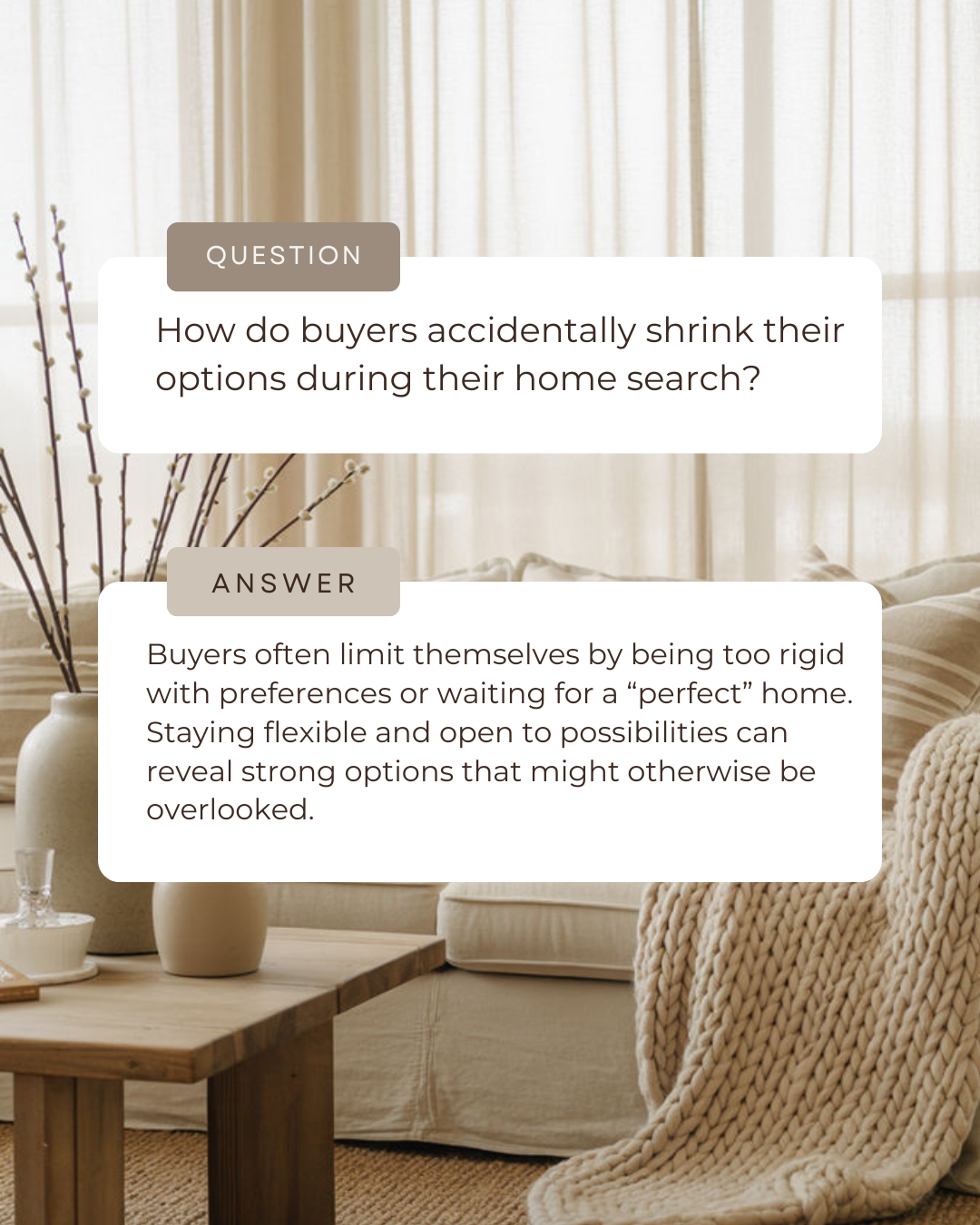 Sometimes the biggest barrier in a home search isn’t the market, it’s narrow expectations. Keeping an open mind can expand your options and lead to opportunities you didn’t initially consider.

#Realtor #CanadianRealtor #Investment #DreamHome #Market