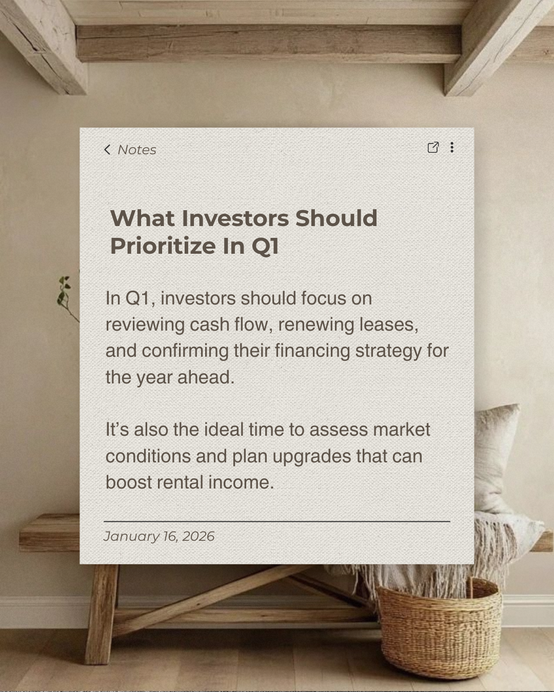 Q1 sets the tone for your entire investment year. Reviewing cash flow, renewing leases, and tightening your financing strategy now can position your portfolio for stronger returns all year long.

#CanadianBroker #CanadianAgent #HomeLoan #Investment #