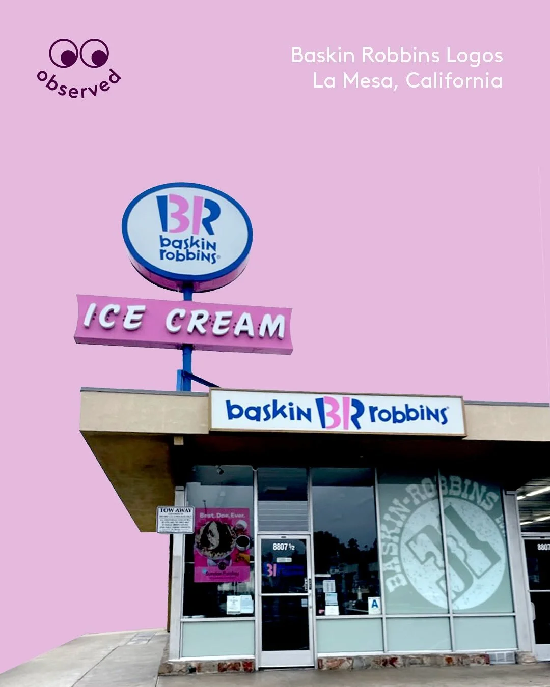 #baskinrobbins A rarity&mdash;2 old logos in one place. Found in La Mesa, California. Plus their logo evolution. My favorite is their first logo&hellip; childhood nostalgia.