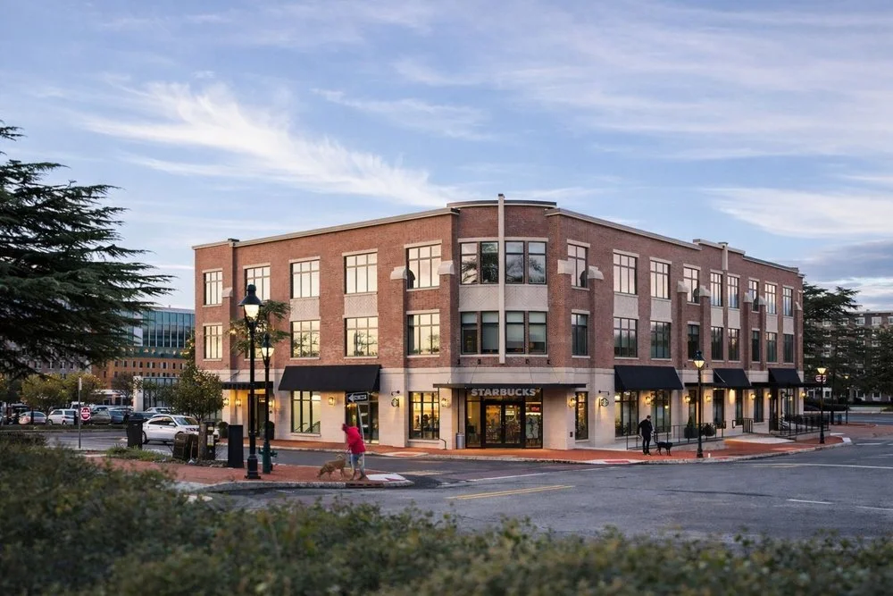 A Starbucks retail building exterior, a fire protection project by More Group Fire Protection