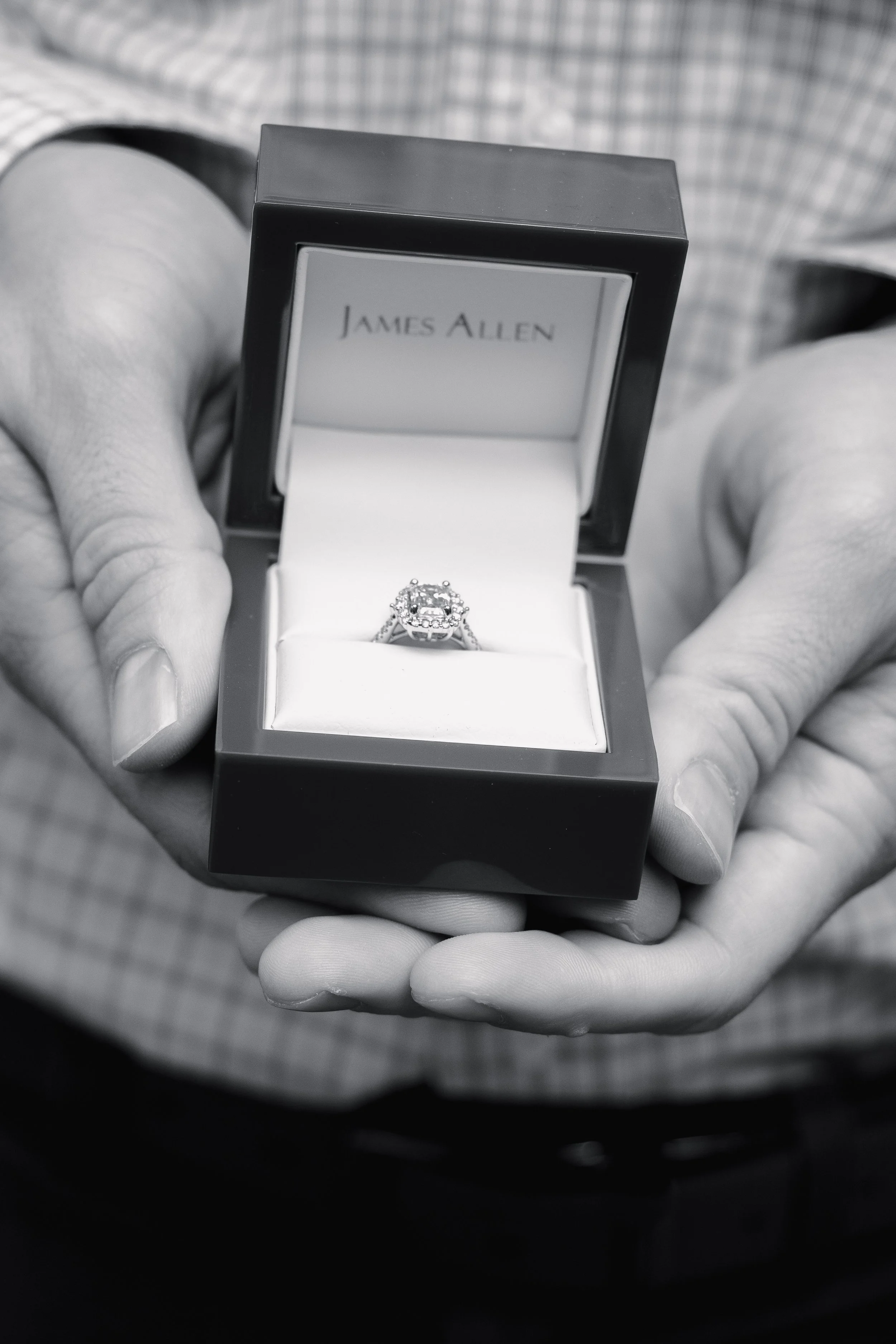 black and white engagement ring photoshoot