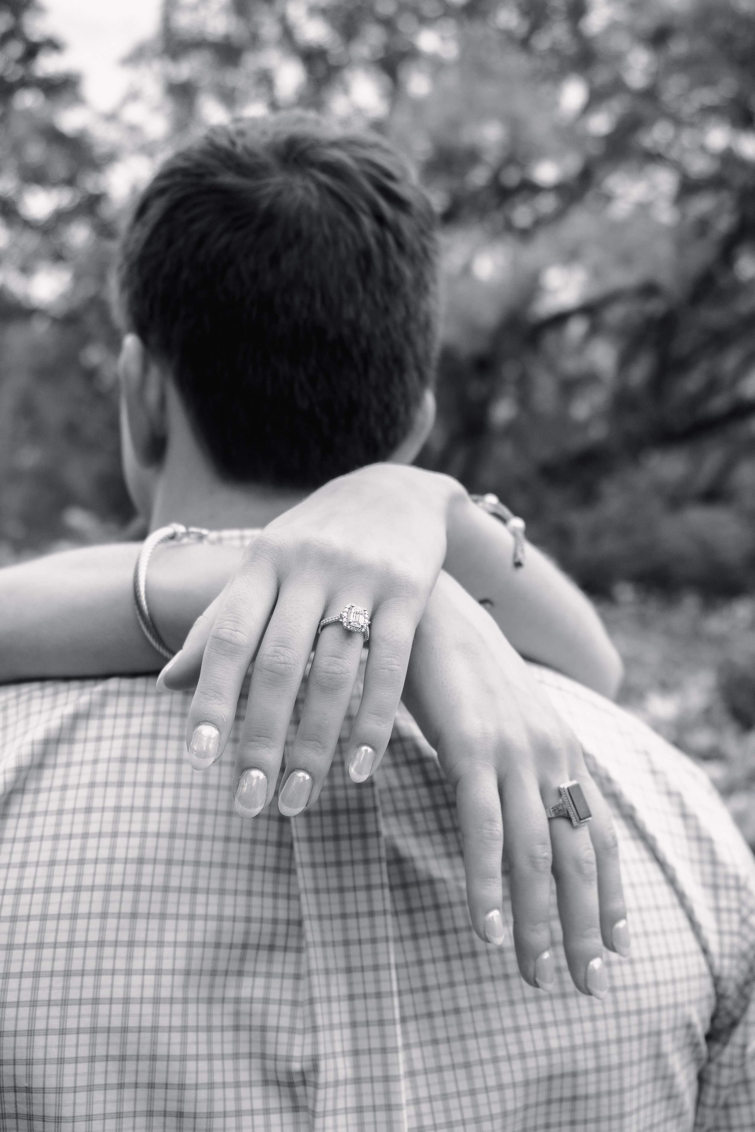 black and white engagement ring hands photoshoot