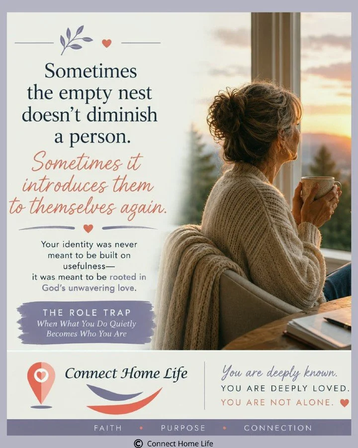 Sometimes the empty nest doesn&rsquo;t just change your schedule.
It exposes how much of your identity became connected to being needed.
The Role Trap is subtle, forming slowly through responsibility, sacrifice, caregiving, &amp; usefulness.
Your wor