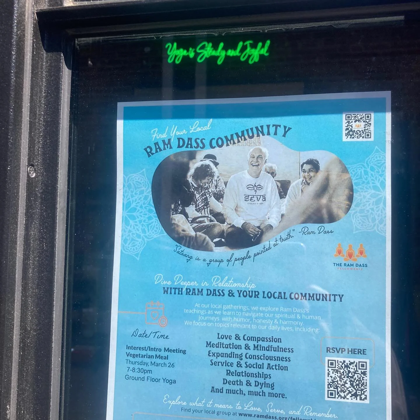 Our very first local Ram Dass Fellowship Nashville Satsang is next week and you&rsquo;re invited by my whole heart. Join us at @groundflooryoga March 26 7pm for kirtan, discussion, meditation, and a light vegetarian meal ❤️🪷🧘&zwj;♀️

On one hand it